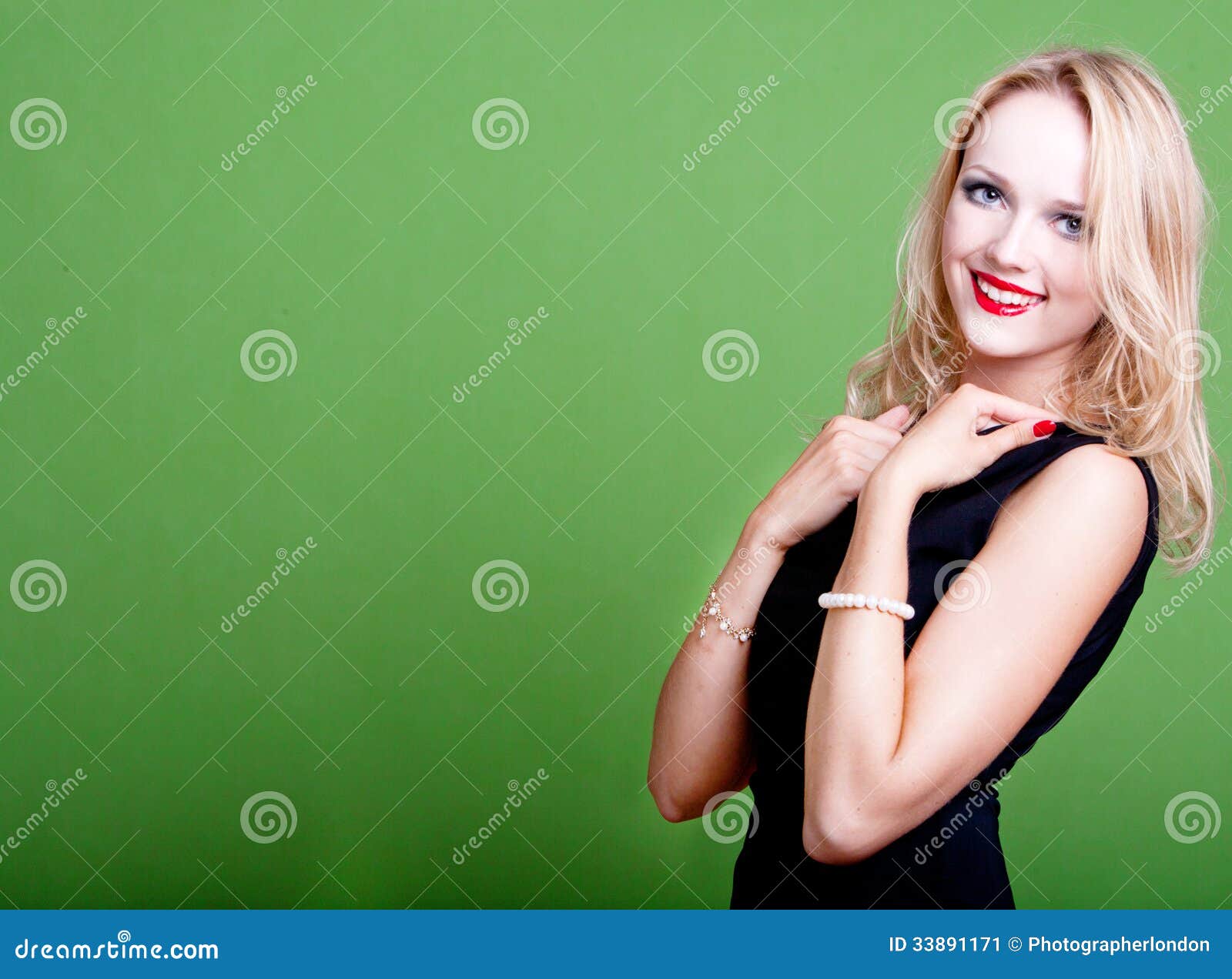 Blonde Businesswoman On Green Background Stock Image Image Of