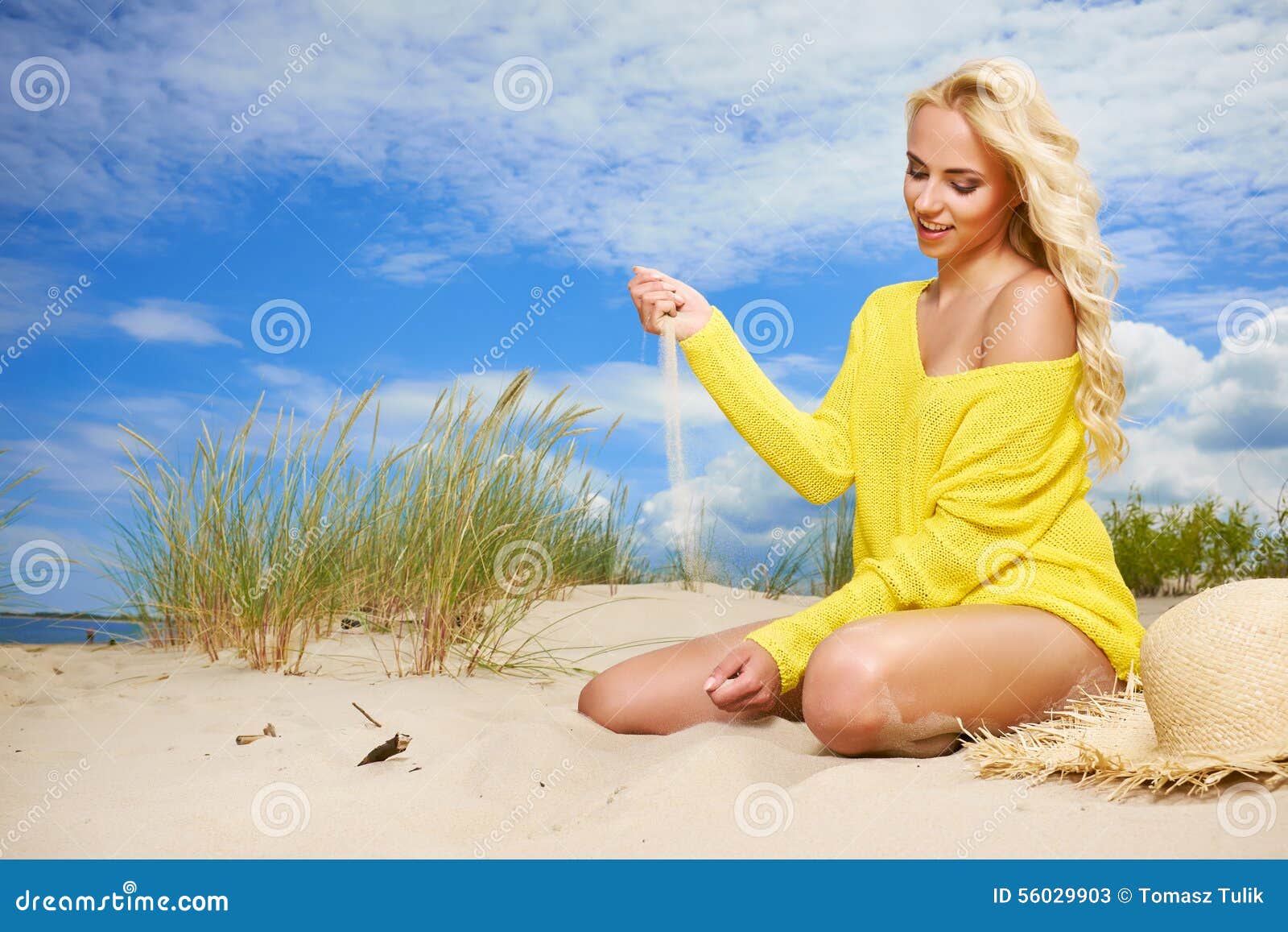 Blonde Girl On The Beach Stock Image Image Of Figure 56029903 