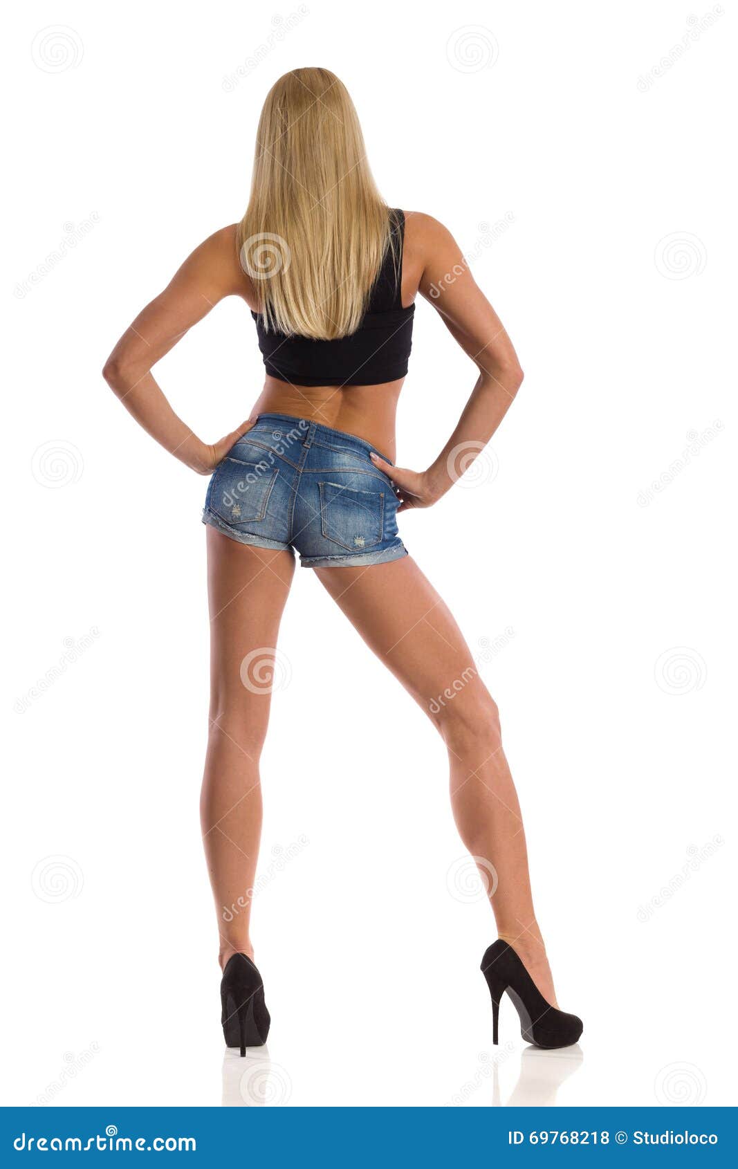 Blonde In High Heels Rear View Stock Photo - Image Of Hair -4818