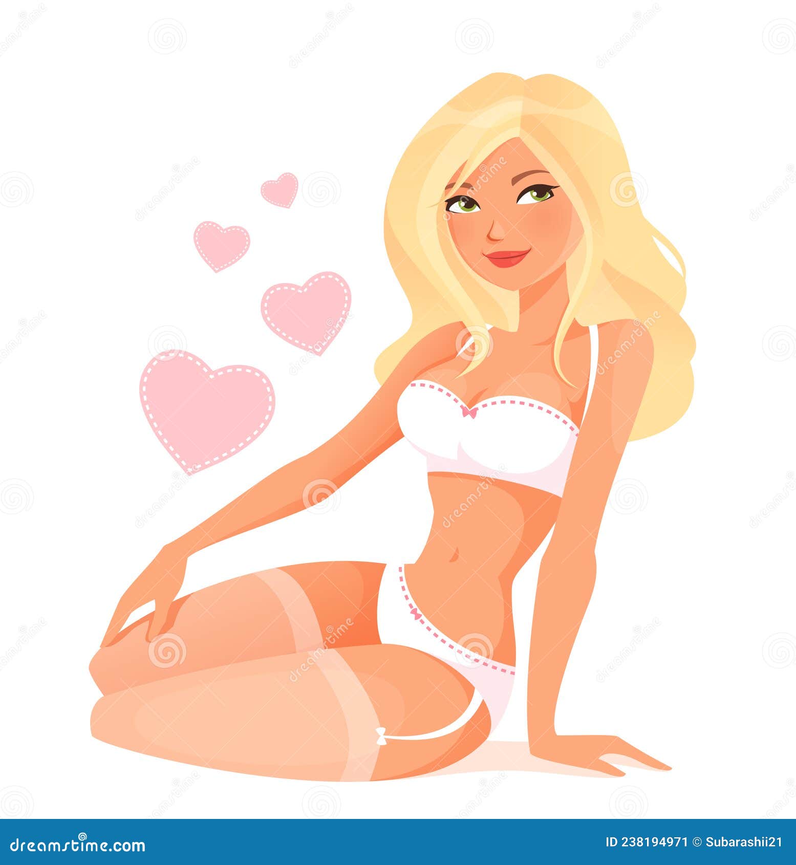 Beautiful Blonde Pin-up Girl in Seductive White Lingerie Stock Vector -  Illustration of adult, seductive: 238194971