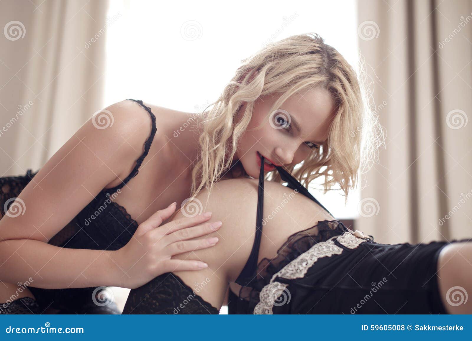 Blonde Woman Bite Lovers Panties Stock Photo - Image of pretty, sexuality:  59605008