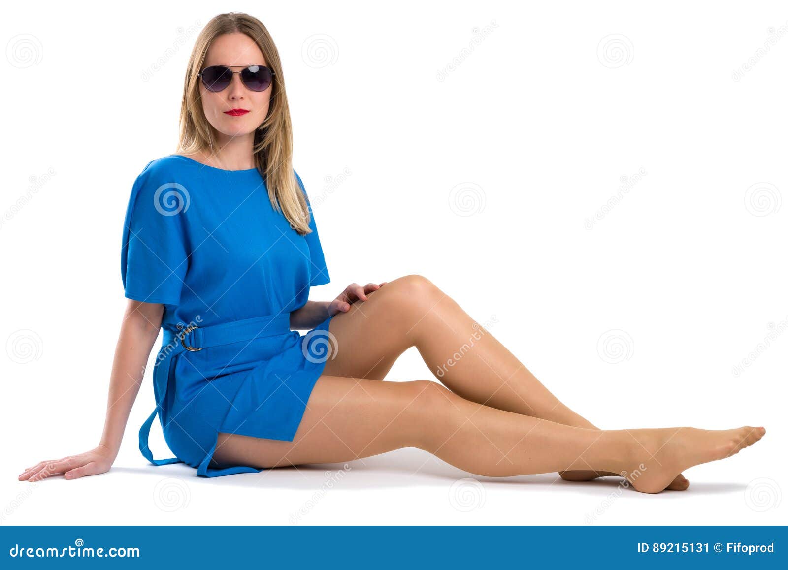 women in blue dress