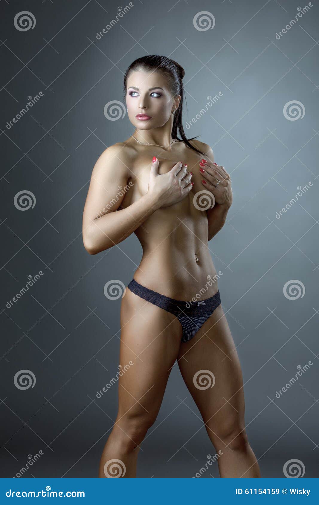 Bodybuilder Posing Covering Her Bare Breasts Stock Image - Image of adult,  energy: 61154159