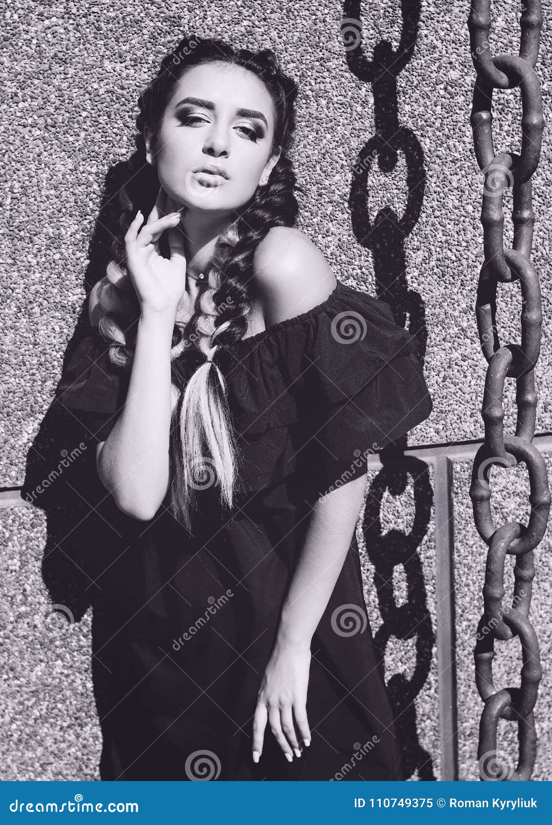 Brunette Black And White Photo Stock Image Image Of Female