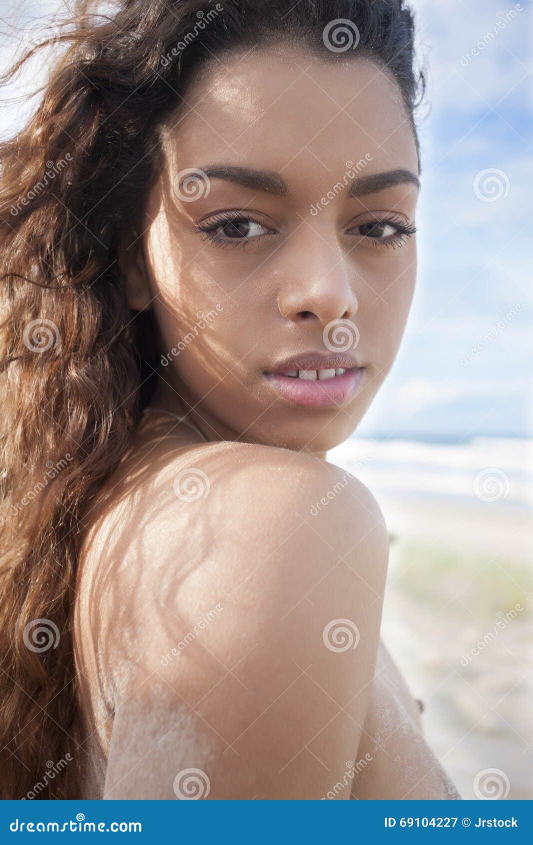 Brunette nude on beach stock image. Image of nature, people - 69104227