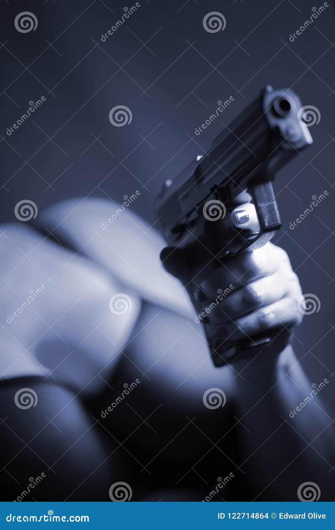 Busty lady killer gun stock photo. Image of agent, sensual - 122714864