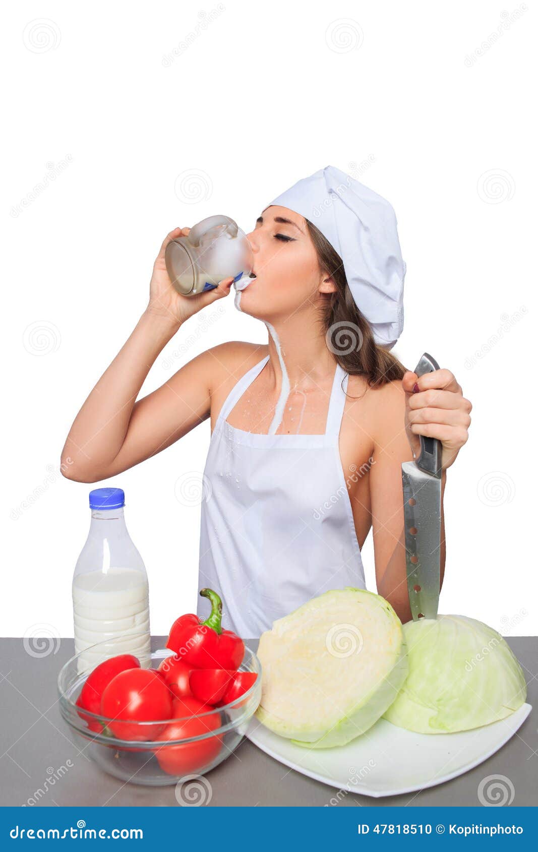 Chef drinking milk stock photo. Image of food, occupation 47818510