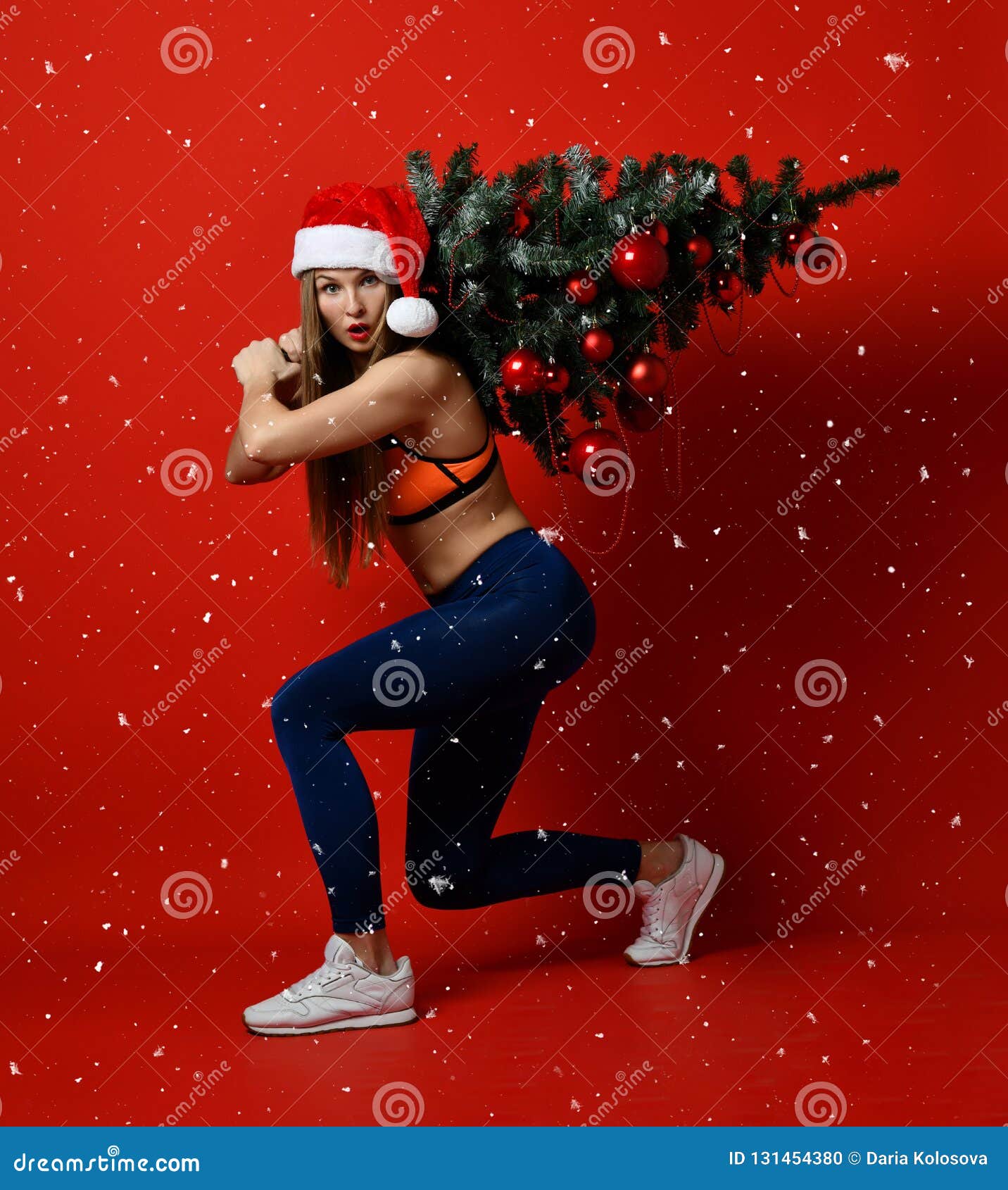 On Holiday Santa Clause with Barbell Workout Shorts Exercise Christmas Tree Orna 