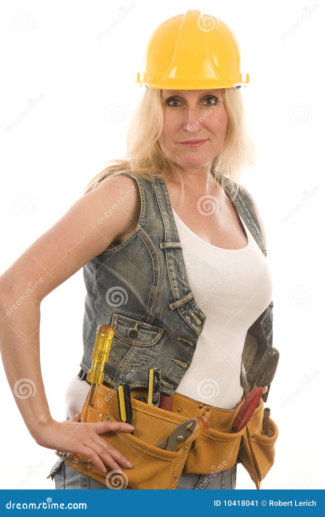 Contractor Construction Lady with Tools Stock Image Image of girl