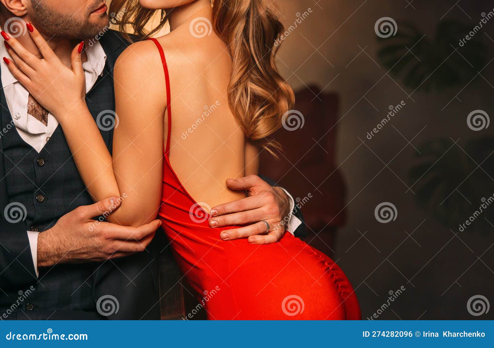 Couple in Love Man and Woman Hugging Fashion Model Posing pic