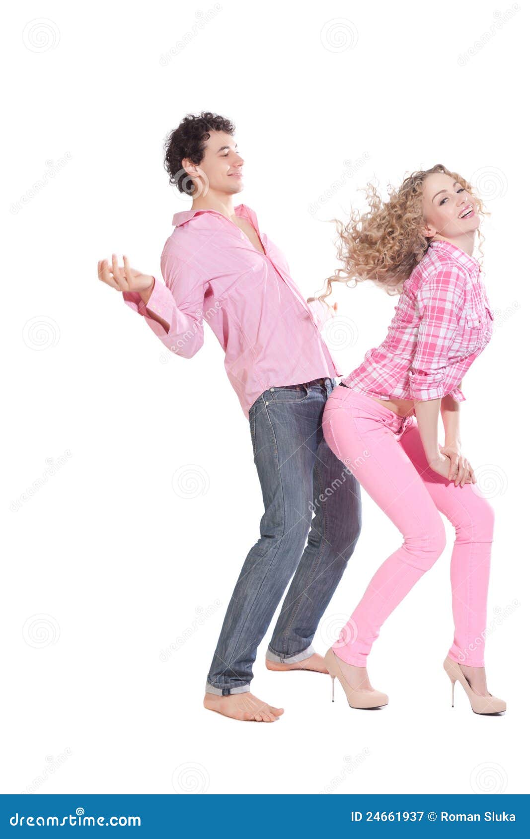 Couple Posing Isolated On White Stock Image Image Of Like