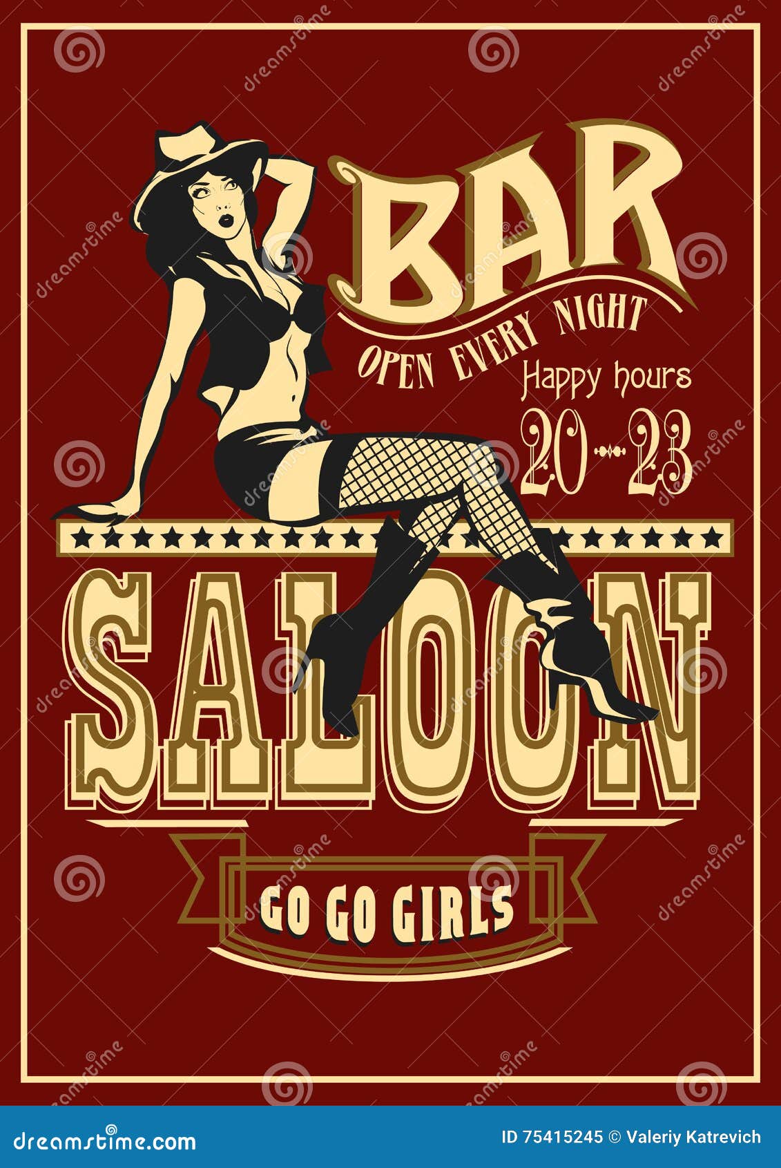 Download Cowgirl Sitting On The Letters Saloon. Vintage Bar Poster ...