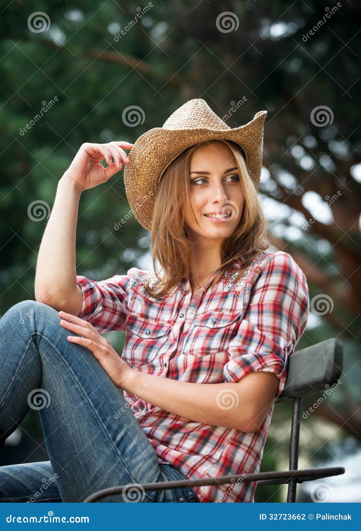 Cowgirl. stock photo. Image of glamour, girl, portrait - 32723662