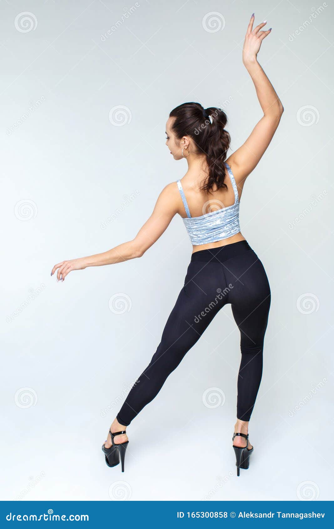 Pantyhose High Heels Crouching Fashion Model Stock Photos 