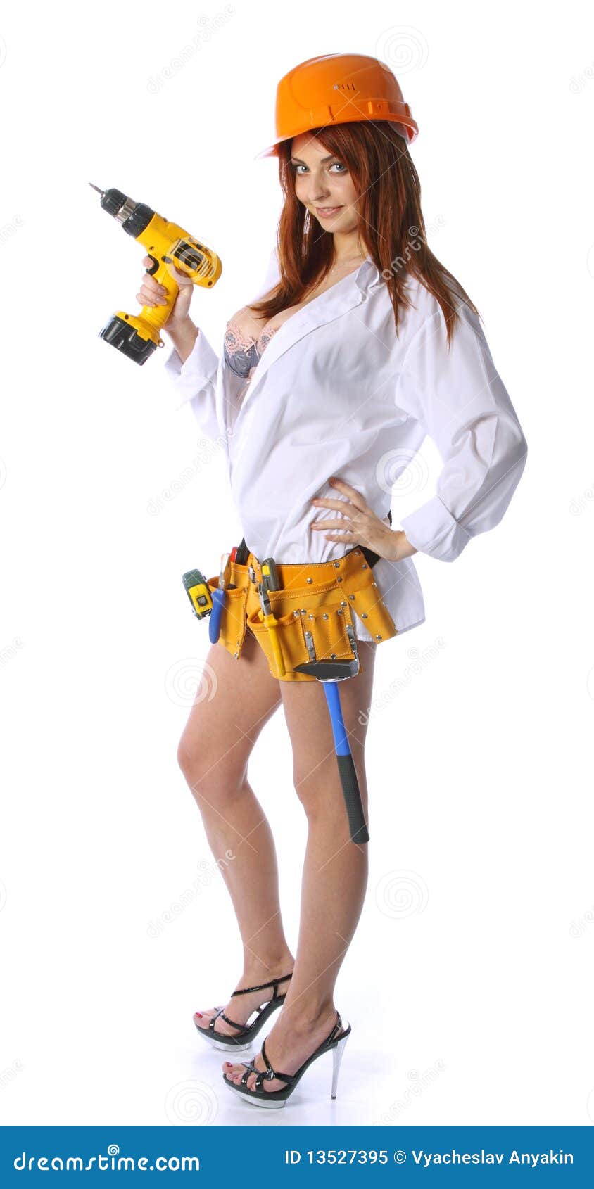 Female Construction Worker Stock Image Image Of Denim 13527395