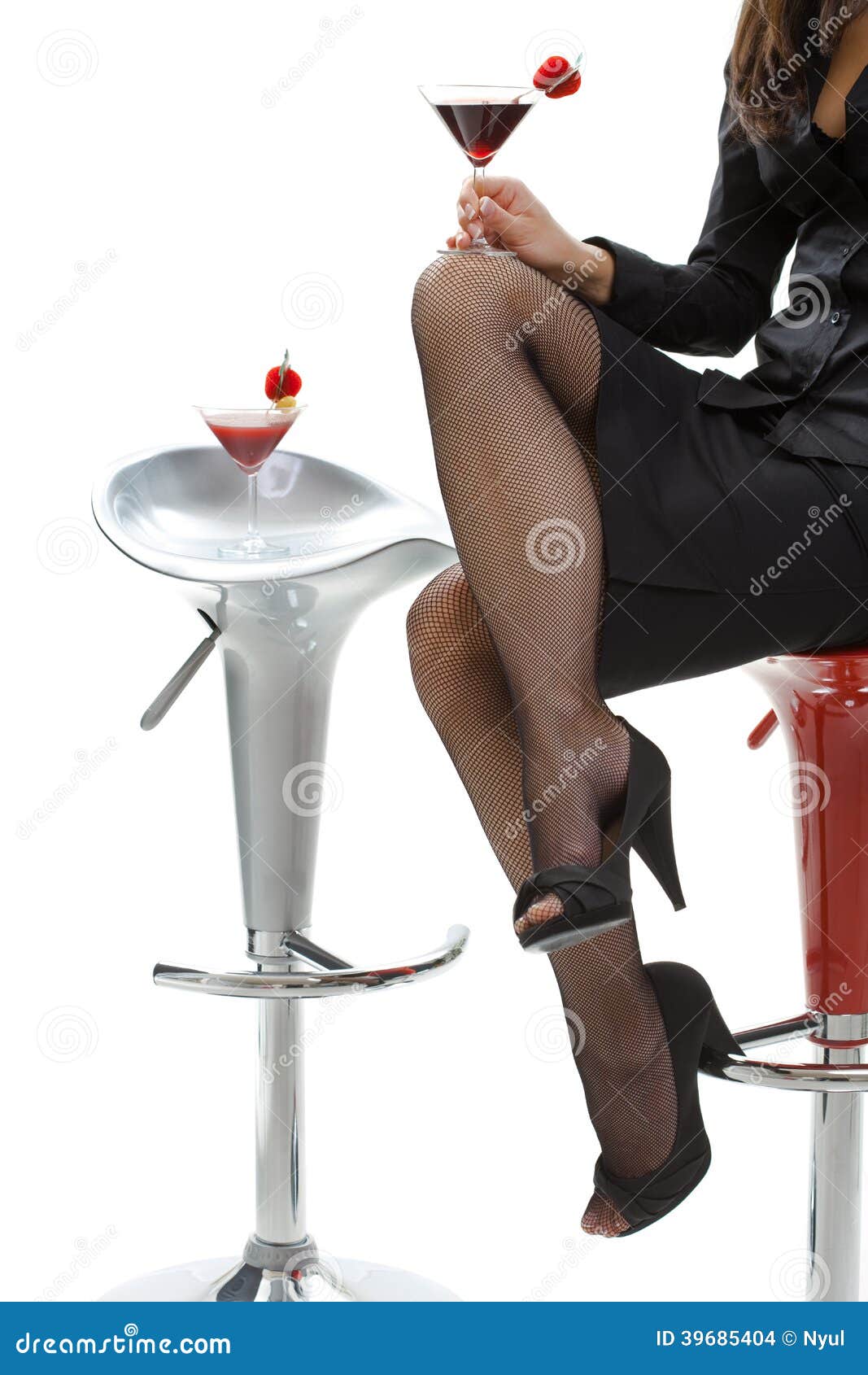 Hose and heels pose for drinks