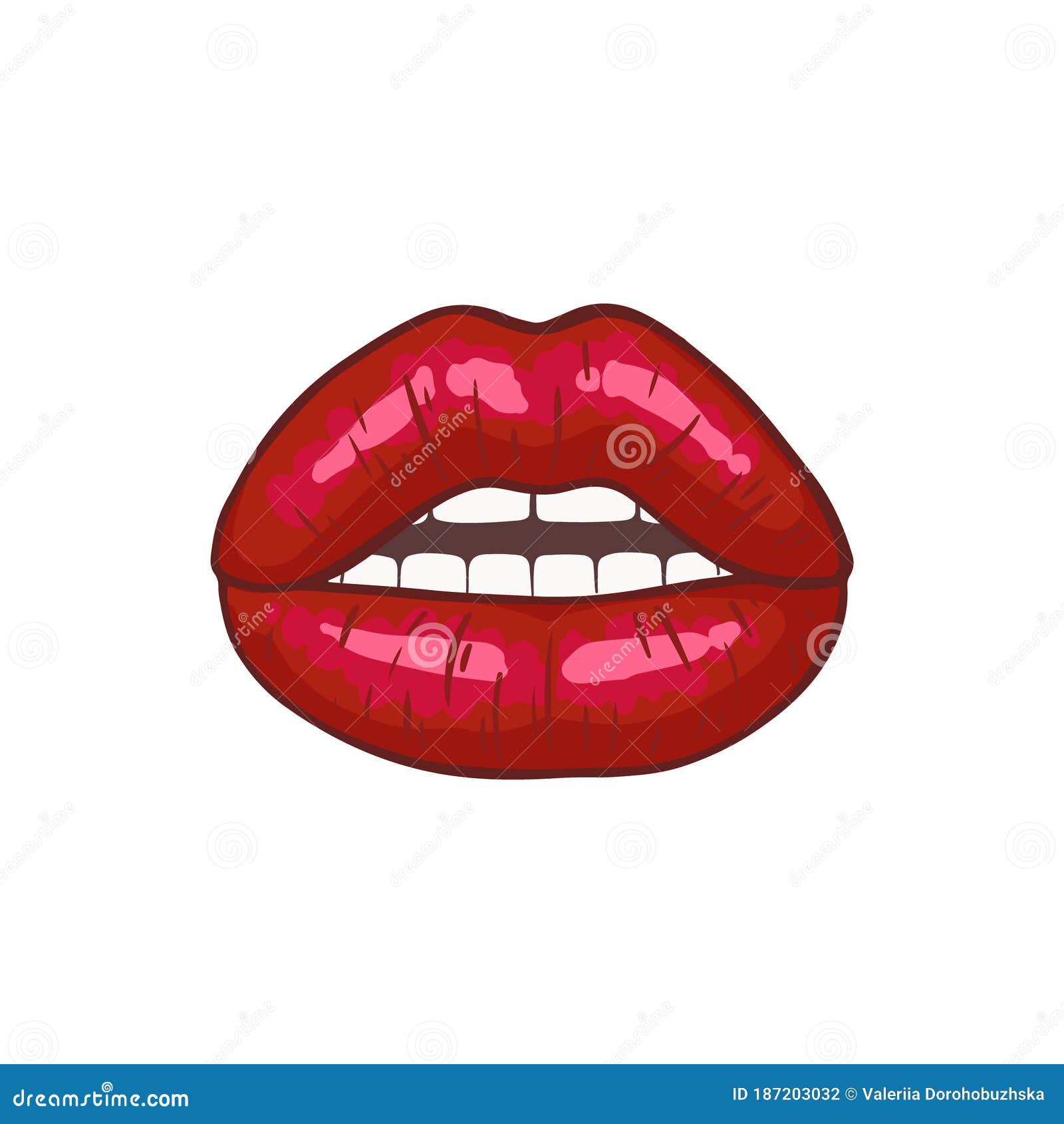 Red Lips Icon Isolated On White Background Beautiful