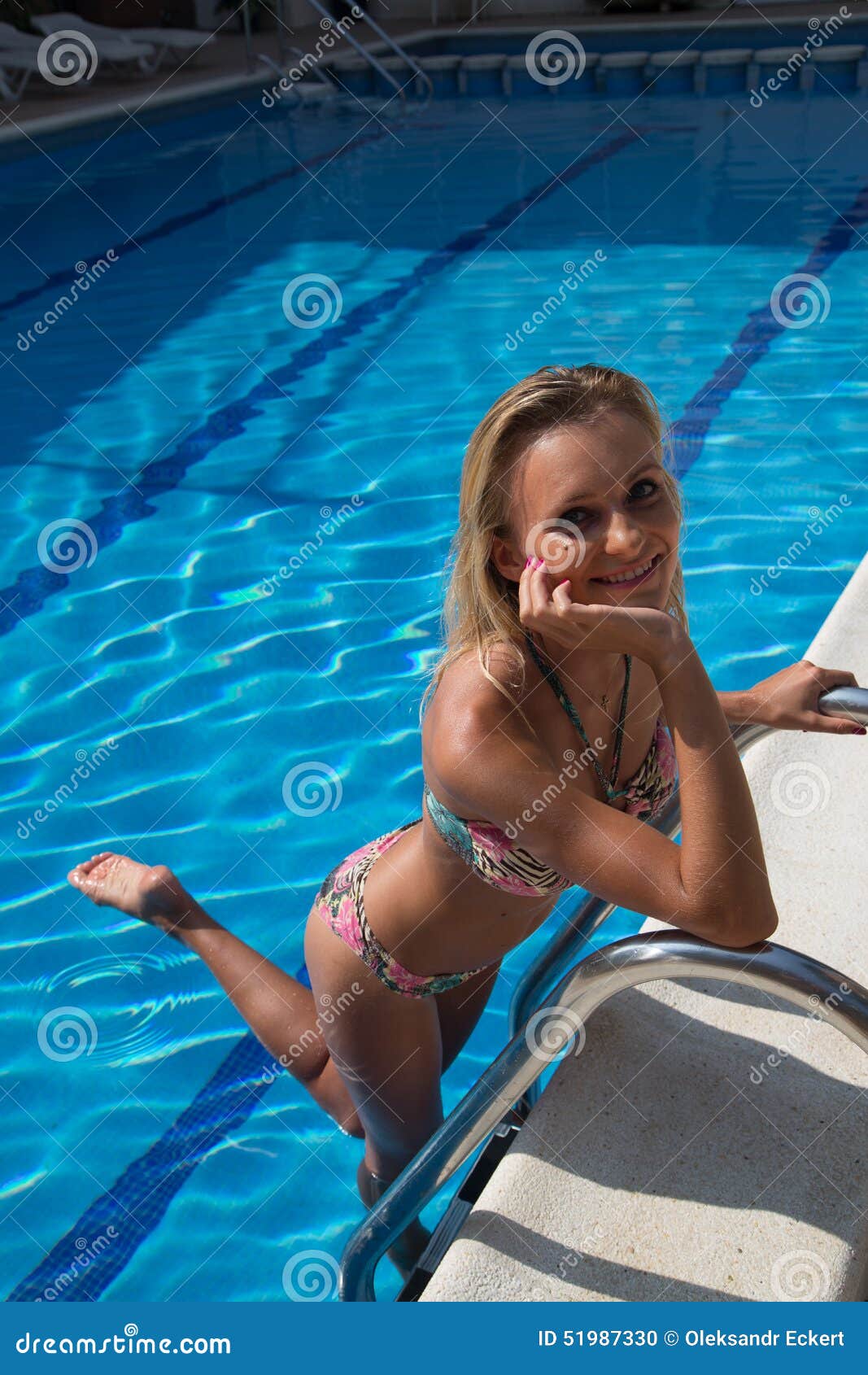 Girl in Bikini in Swimming Pool Stock Photo - Image of happy, slim: 51987330