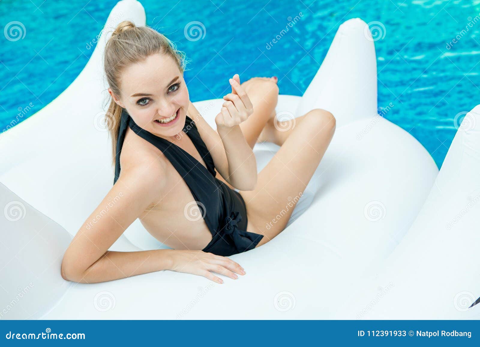 Young girl in black bikini Stock Photo