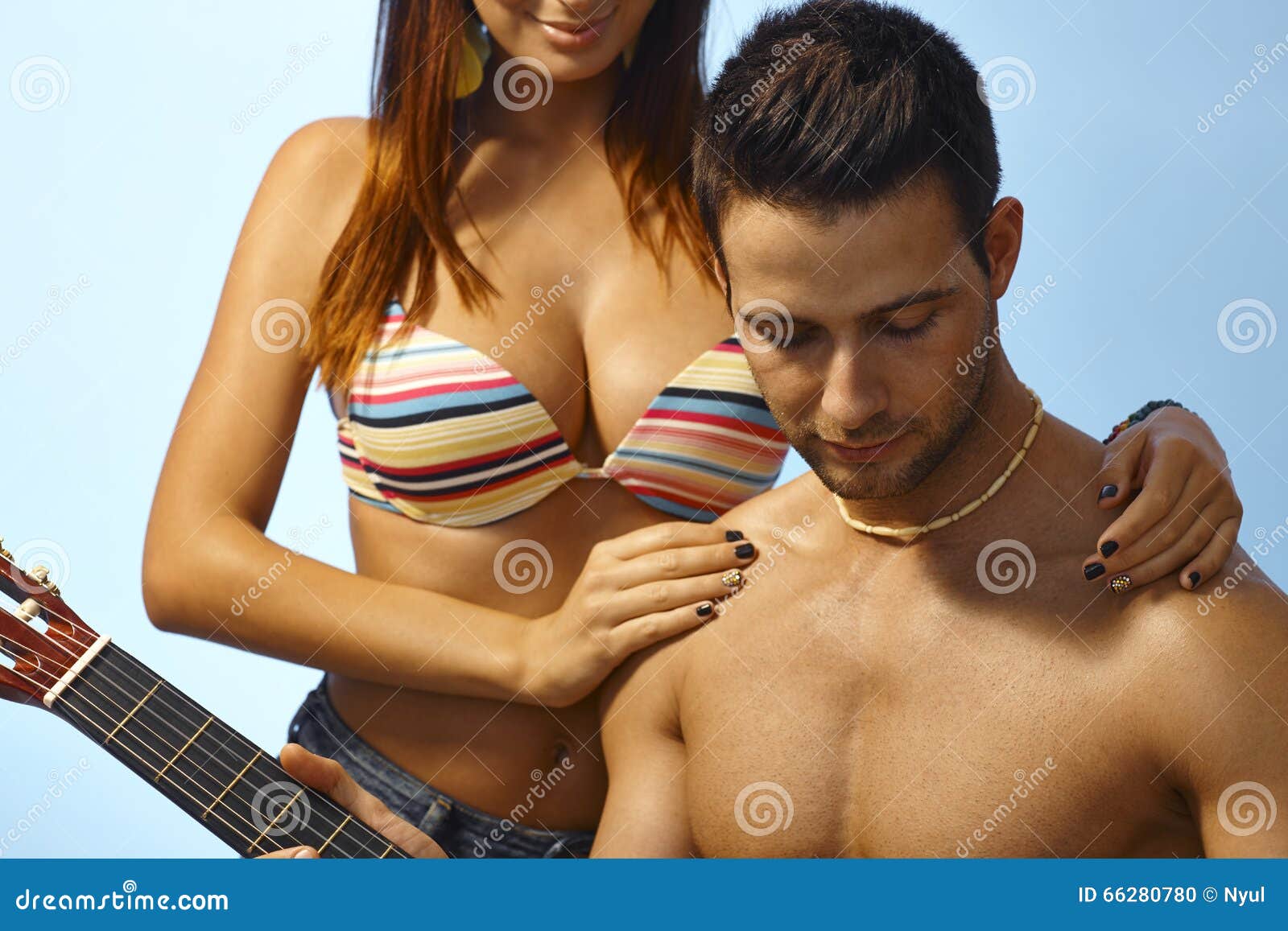 Girl And Boyfriend On The Beach Stock Photo Image 66280780