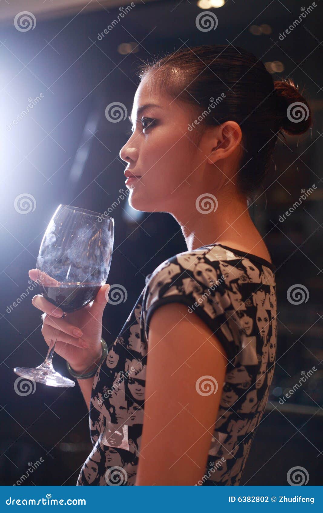 Girl drinking wine stock photo. Image of chinese, glass - 6382802