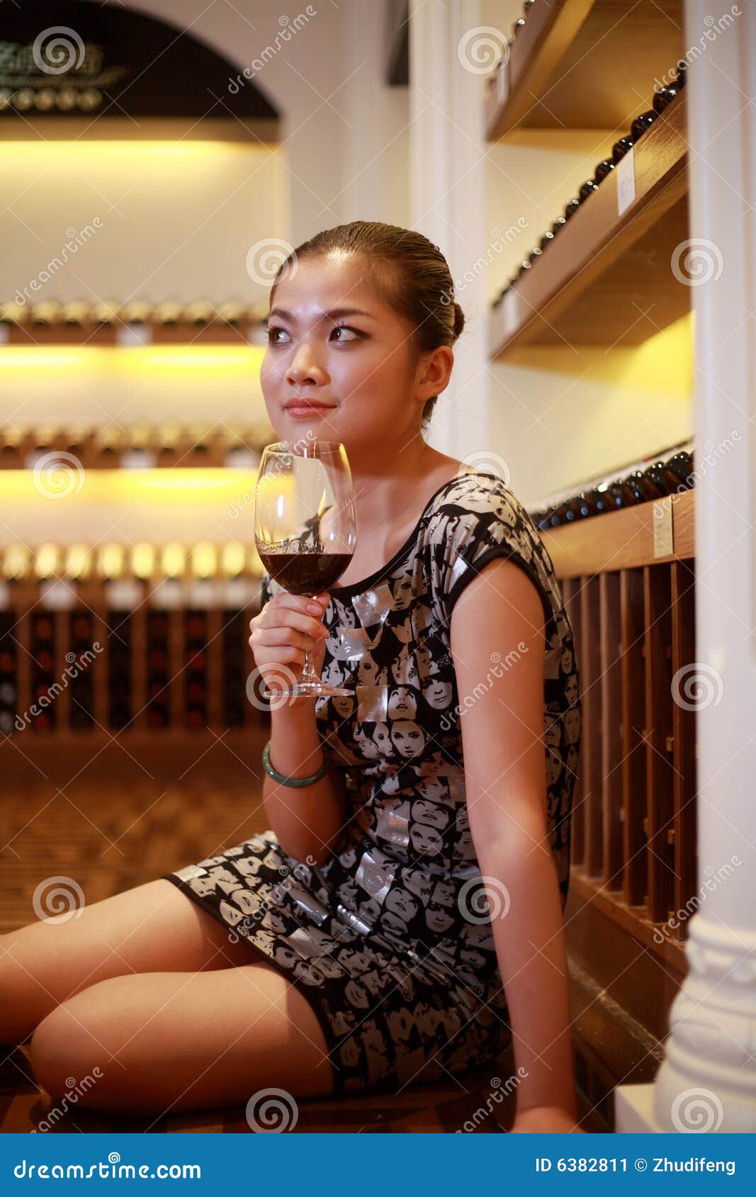Girl drinking wine stock image. Image of beautiful, china 6382811
