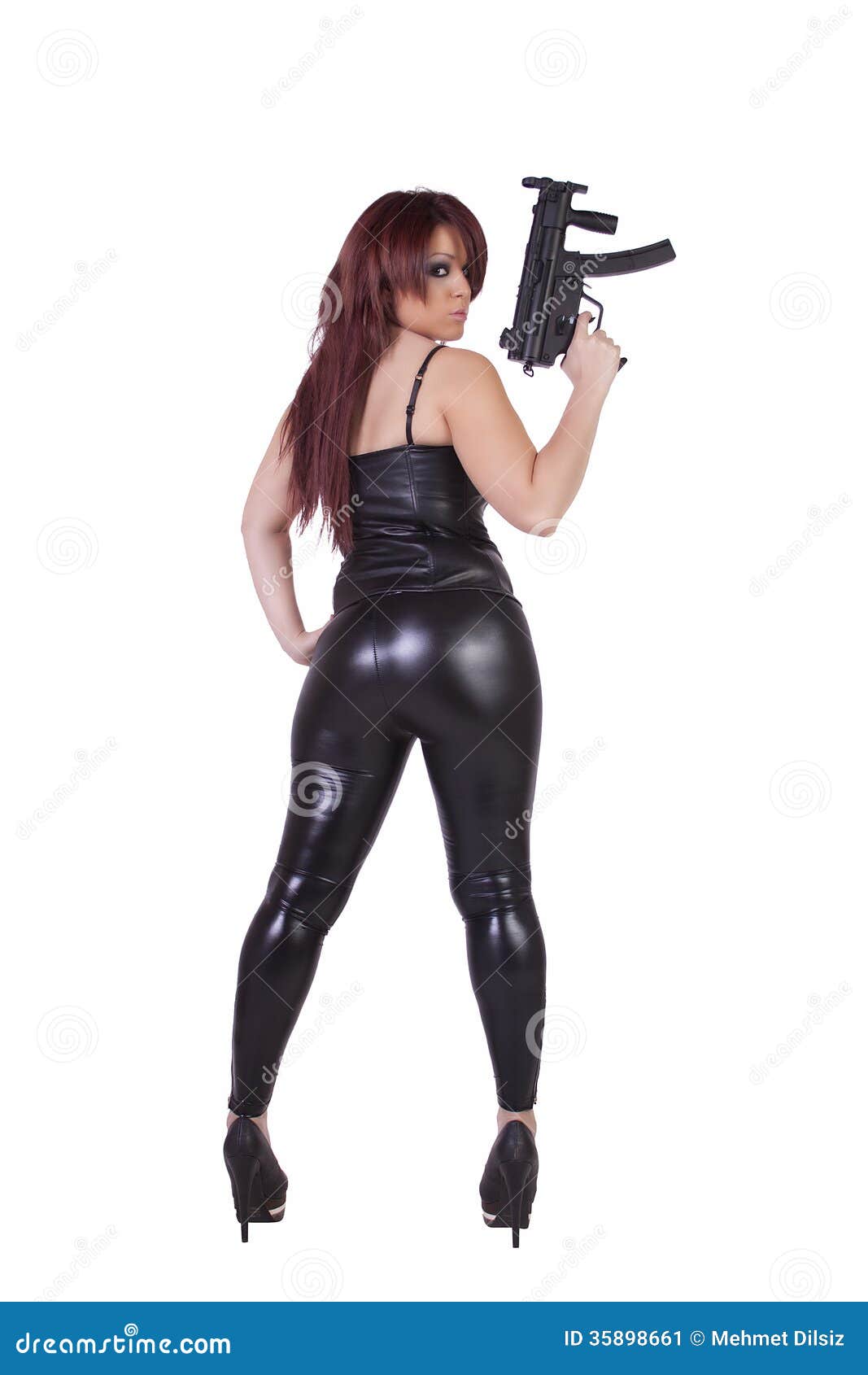 Girl With Guns Isolated On White Background Stock Image Image