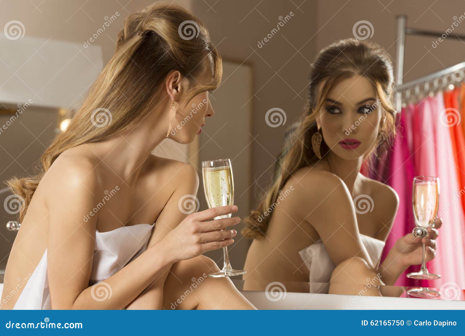 Naked Girl And Champagne