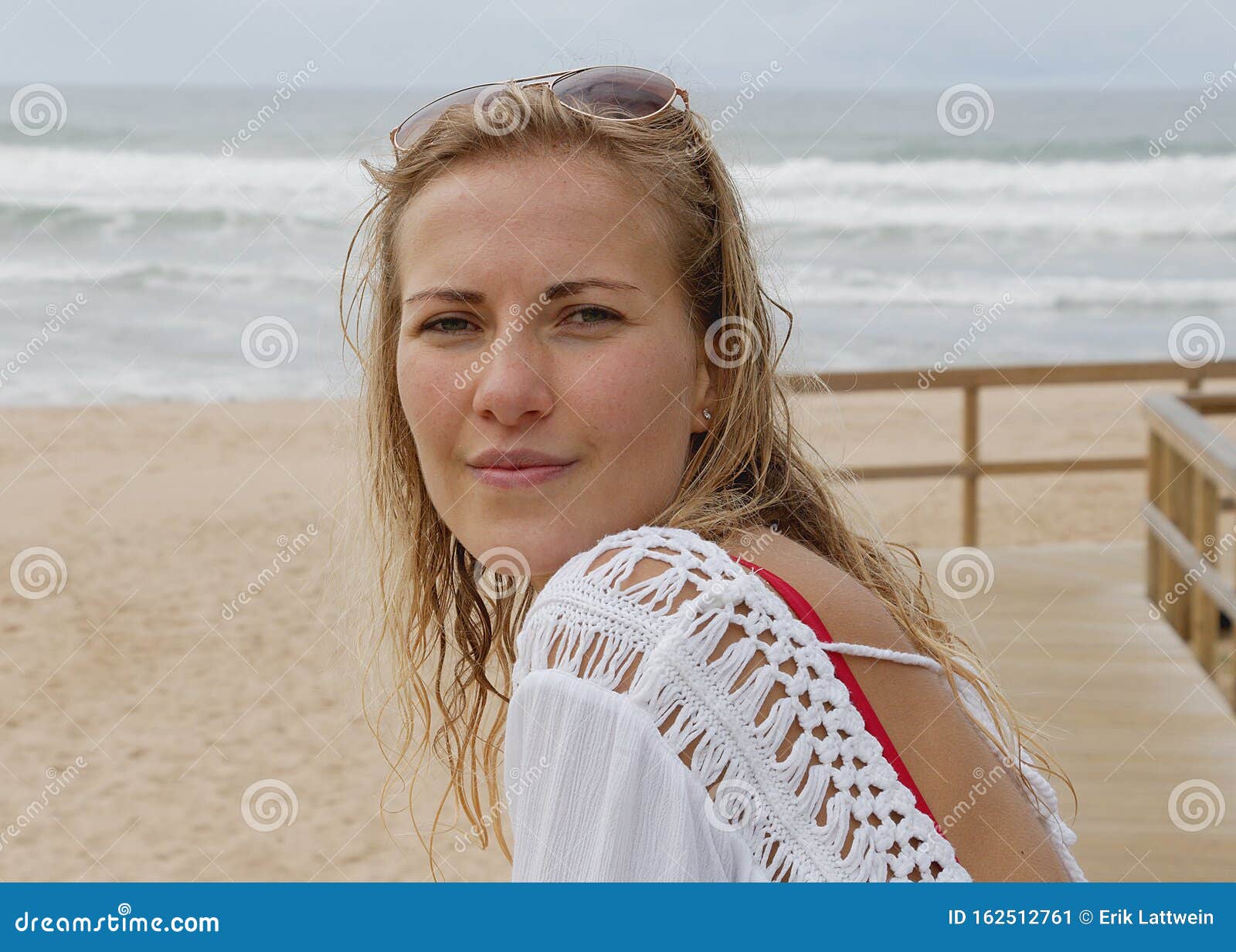 Girl Poses for the Camera - Happy Girl on Summer Vacation at the Beach ...