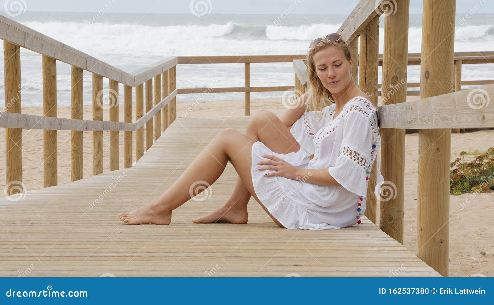 Girl Poses for the Camera - Happy Girl on Summer Vacation at the Beach ...