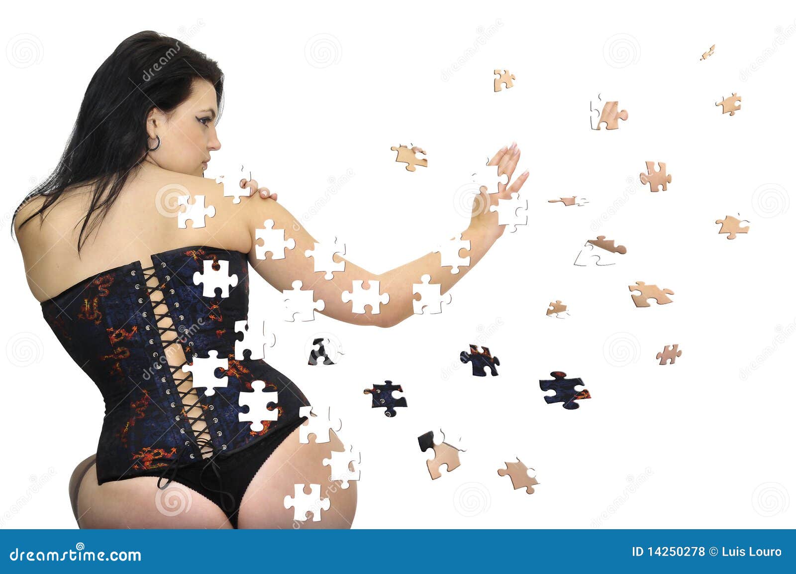 Girl puzzle stock photo. Image of lady, beautiful, portrait 14250278