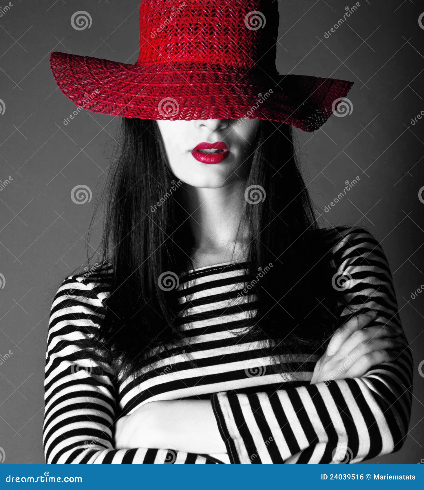 Sexy Girl In A Red Hat With Red Lips Royalty Free Stock Image Image 24039516