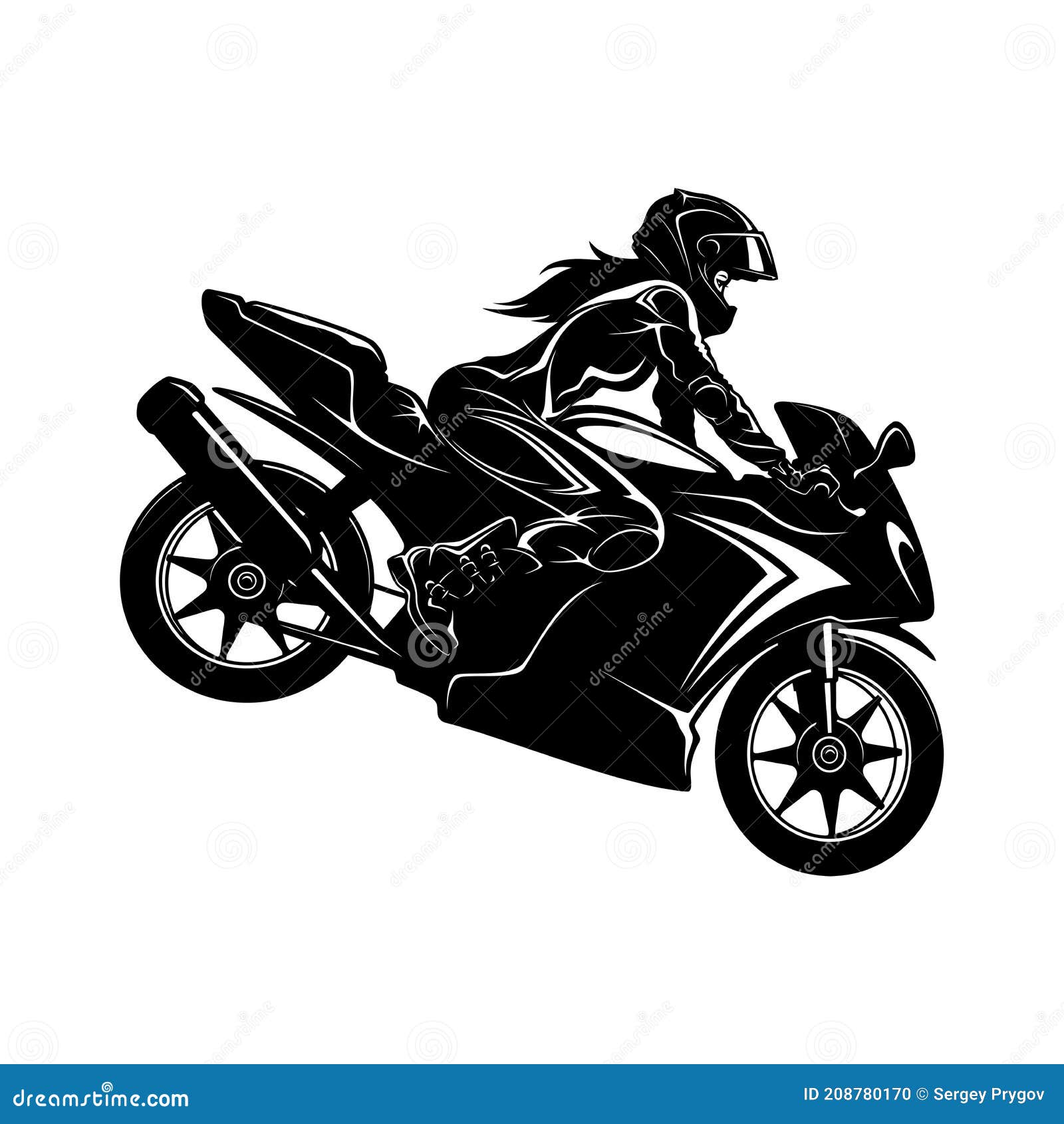 Girl And Sport Motorcycle Suberbike Super Bike Clipart Vector