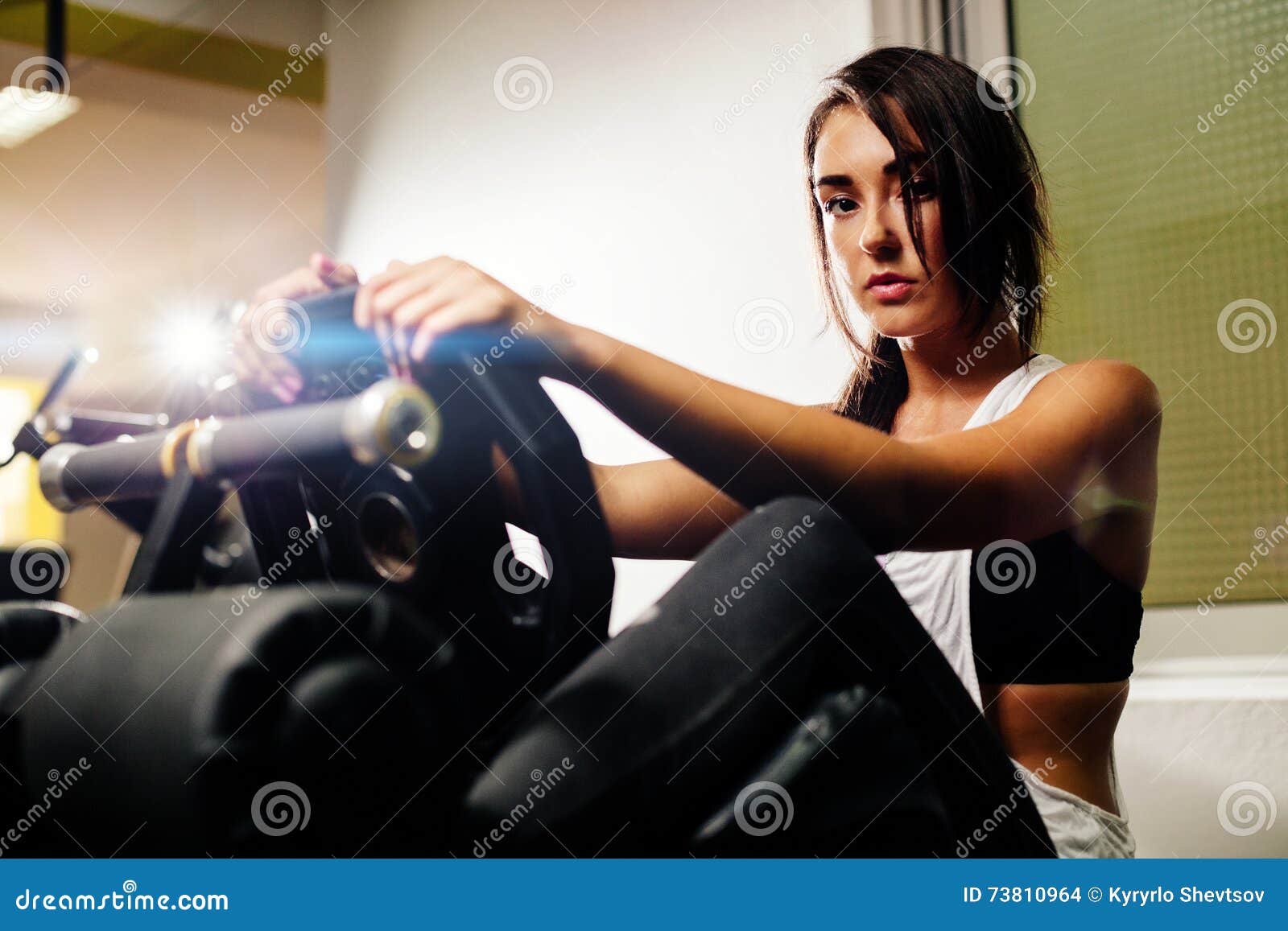 Girl training abs at gym stock photo. Image of workout 73810964