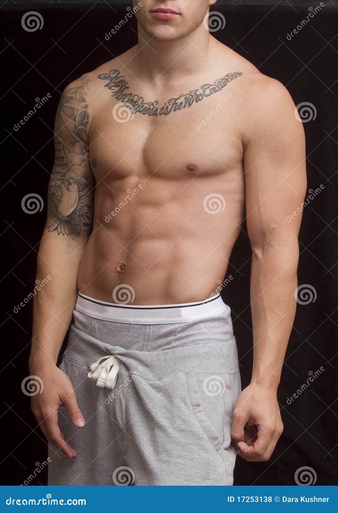 Guy with Tattoos stock photo. Image of groin, nipple - 17253138