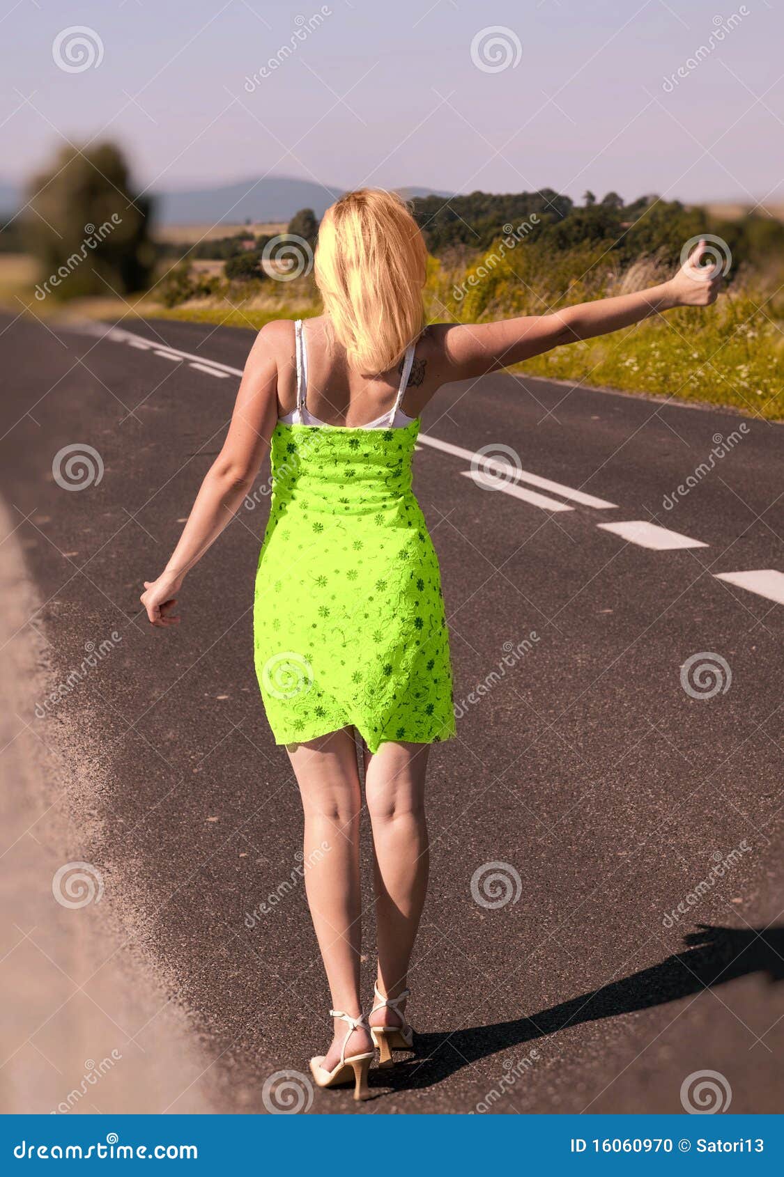 Hitchhiker Stock Photo Image Of Girl Freeway Hitch