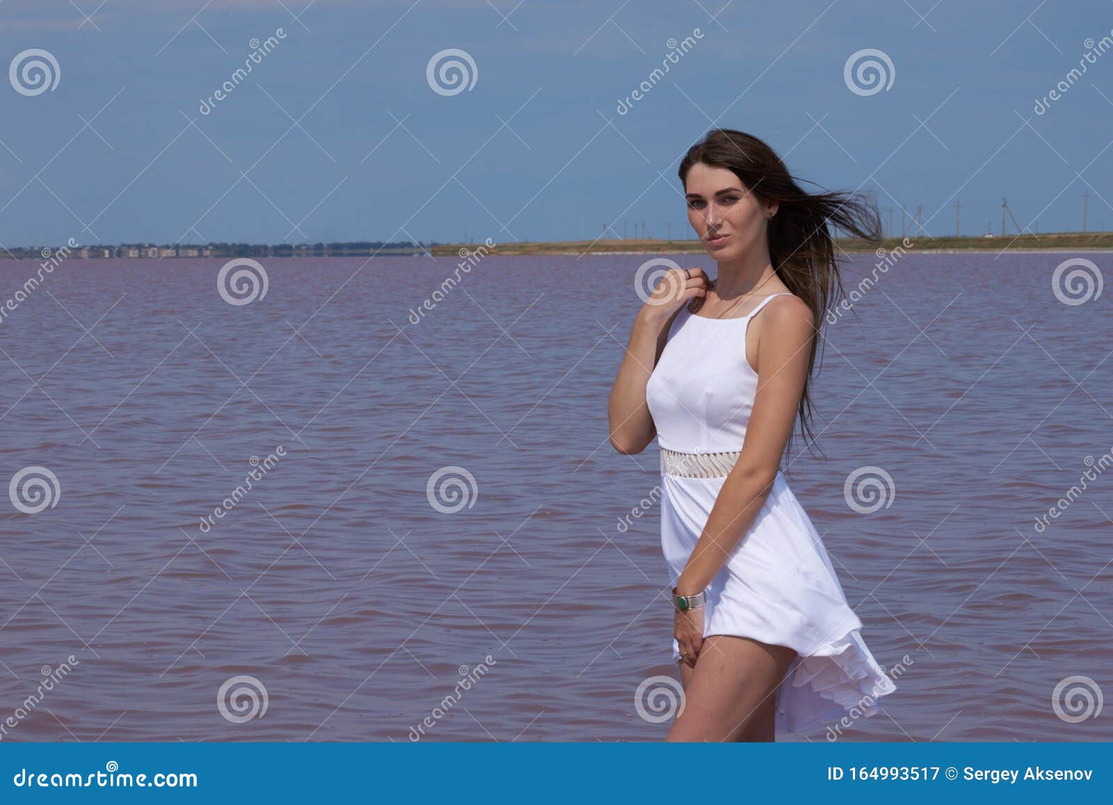 Hot Brunette Posing Near The Lake Stock Image Image Of Curvy Pretty