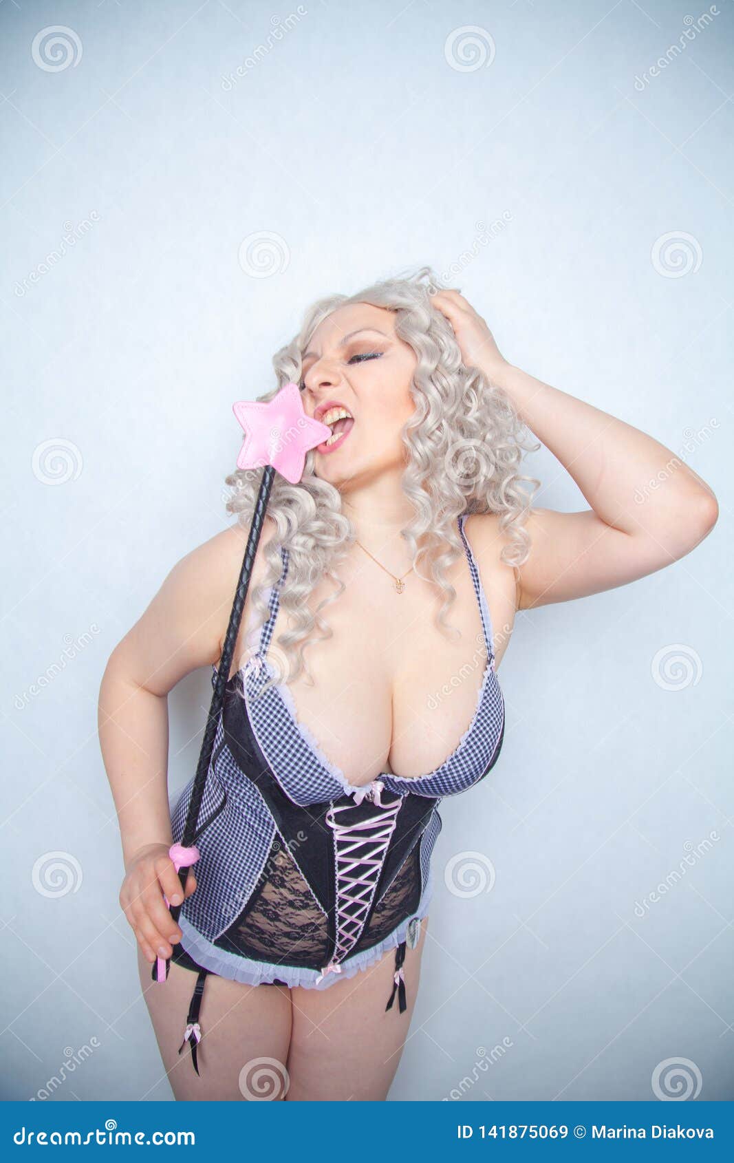Caucasian Curvy Girl in Erotic Lingerie with Leather Bdsm Riding Crop Standing As Advanced Vanilla Person Ready for Kinky Sex on W Stock Image image