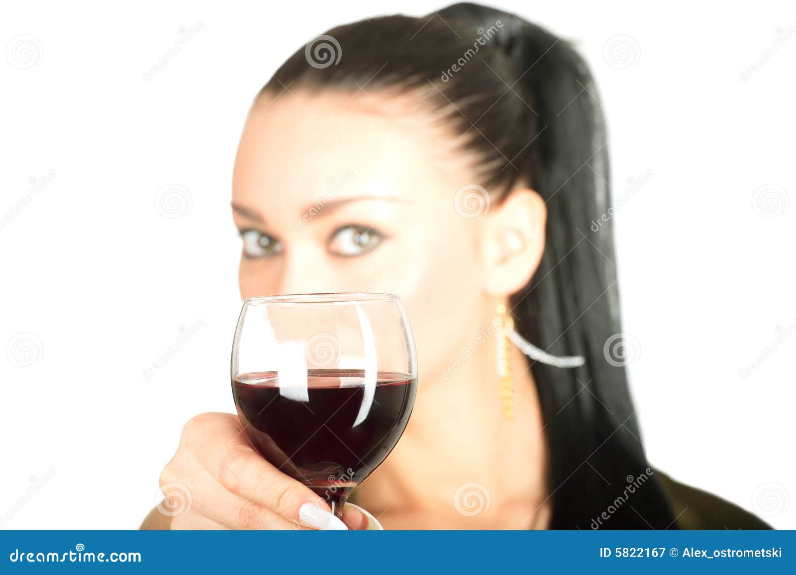 Lady with a Glass of Red Wine Stock Image Image of face,