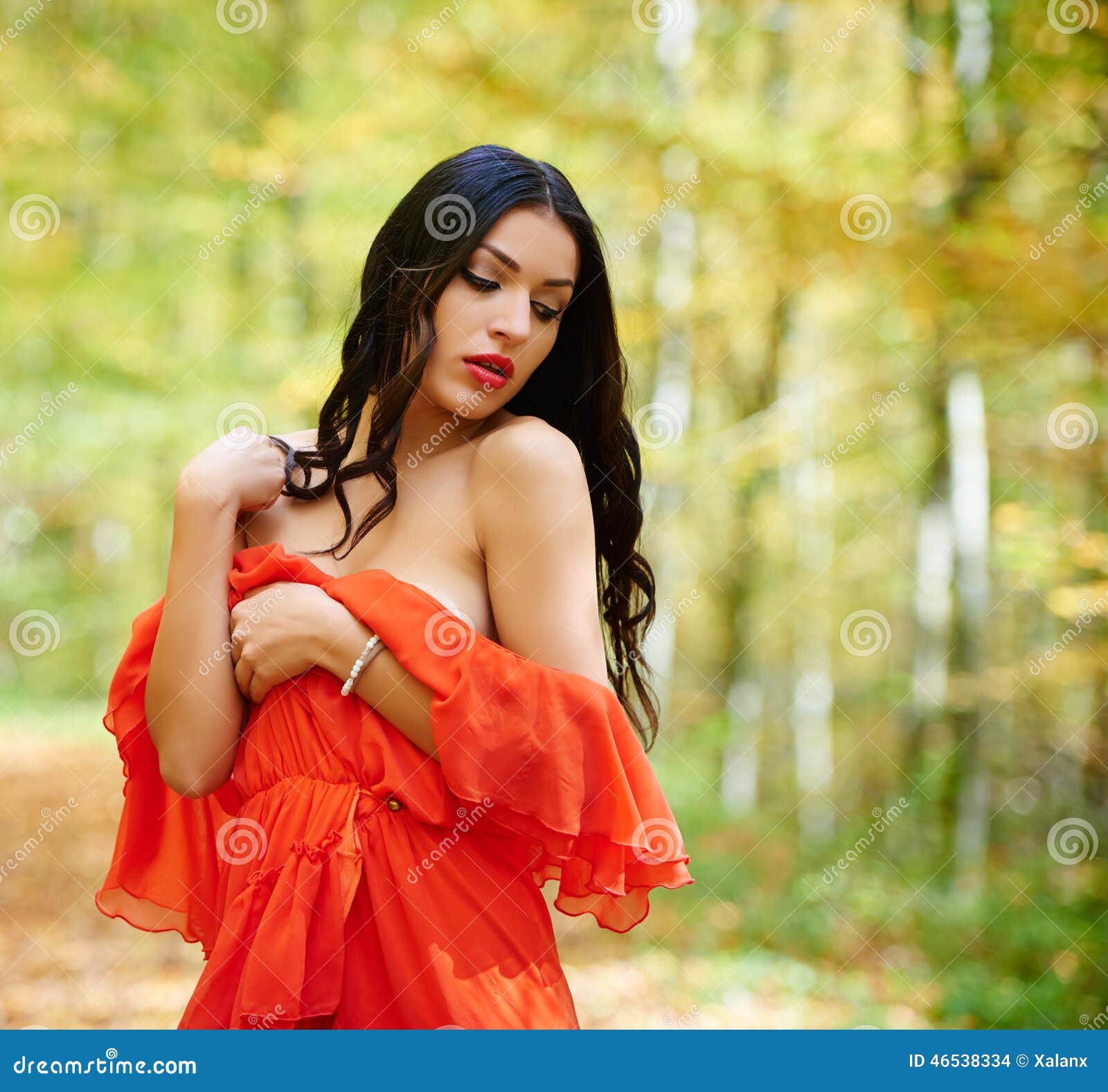 Lady In Red Dress Stock Photo Image Of Cute Sensual 4653