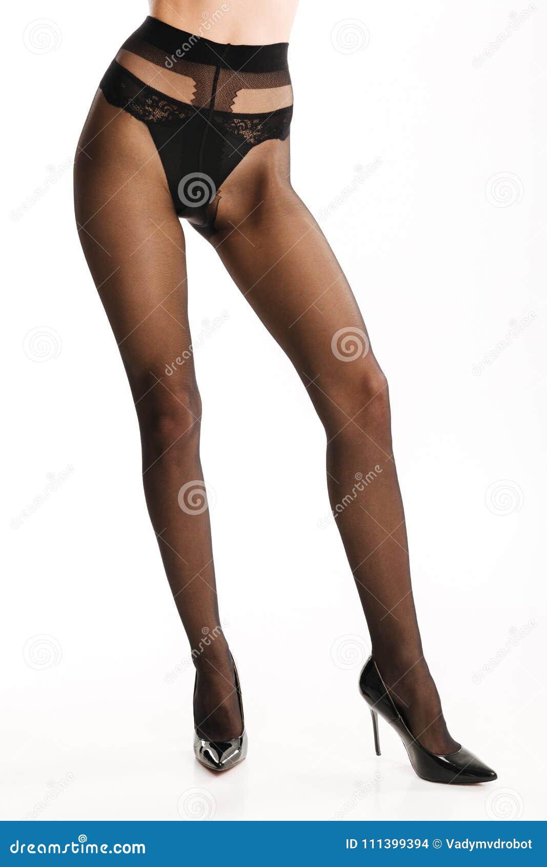 Lady in Shoes and Elegant Black Tights Stock Photo - Image of