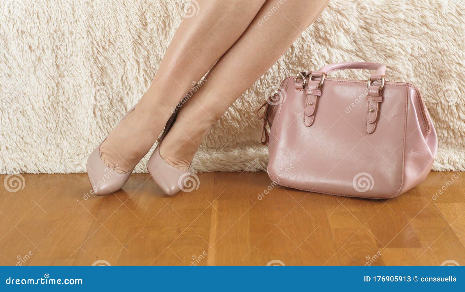 nude shoes and handbag