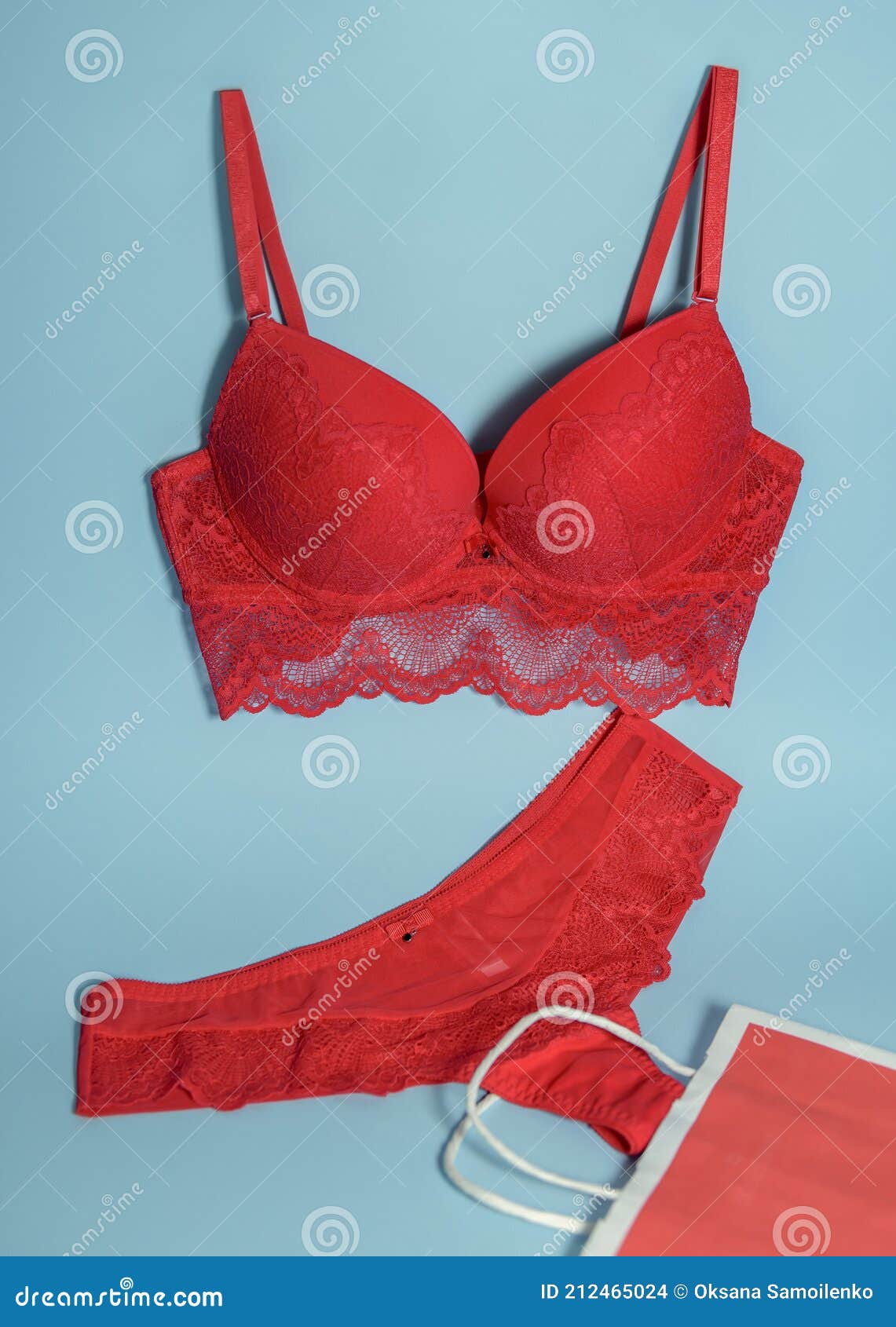 Sexy Lencería De Color Rojo Sobre Un Fondo Conjunto De Mujer Encaje Ropa Interior Closeup. Sujetador Y Bragas Están Foto de archivo - Imagen de mujeres, empaquetado: 212465024