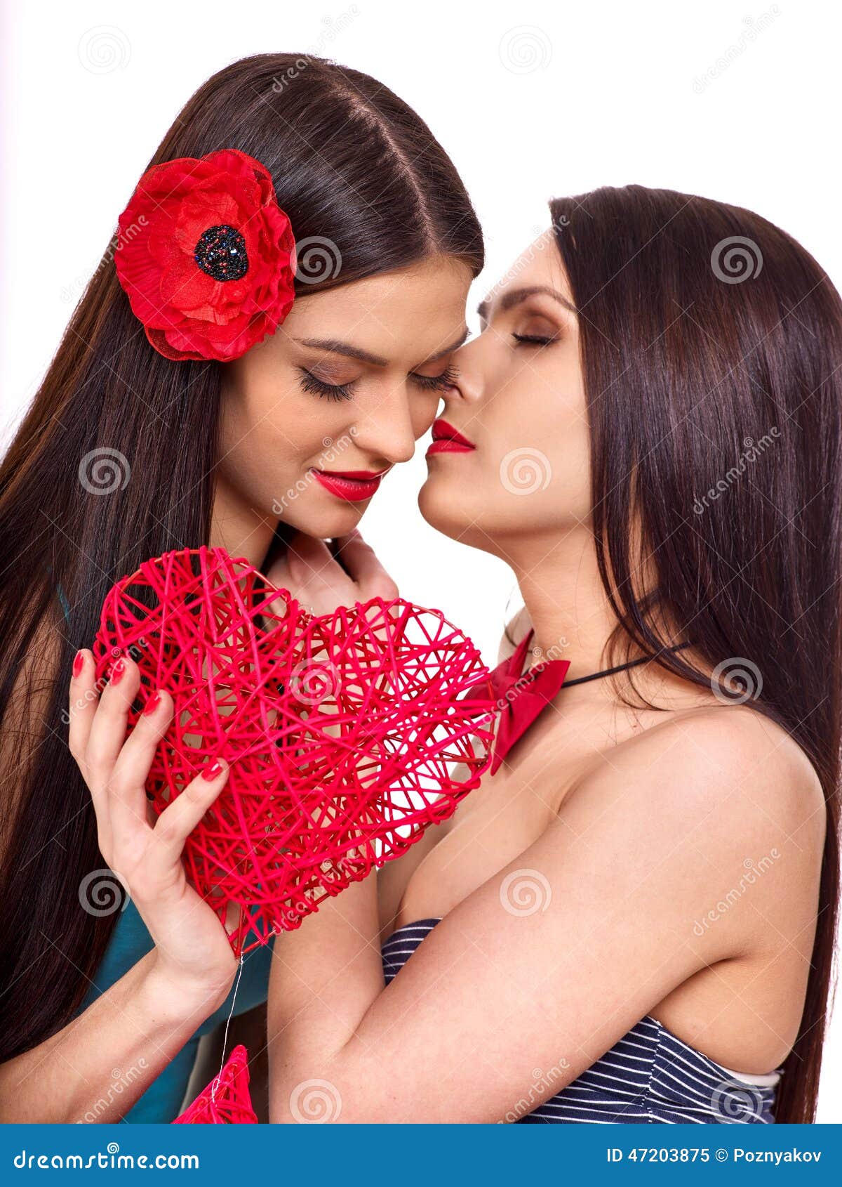 Sexy Lesbische Vrouwen Die Hart In Erotisch Foreplay Spel Nemen Stock Afbeelding Image Of 