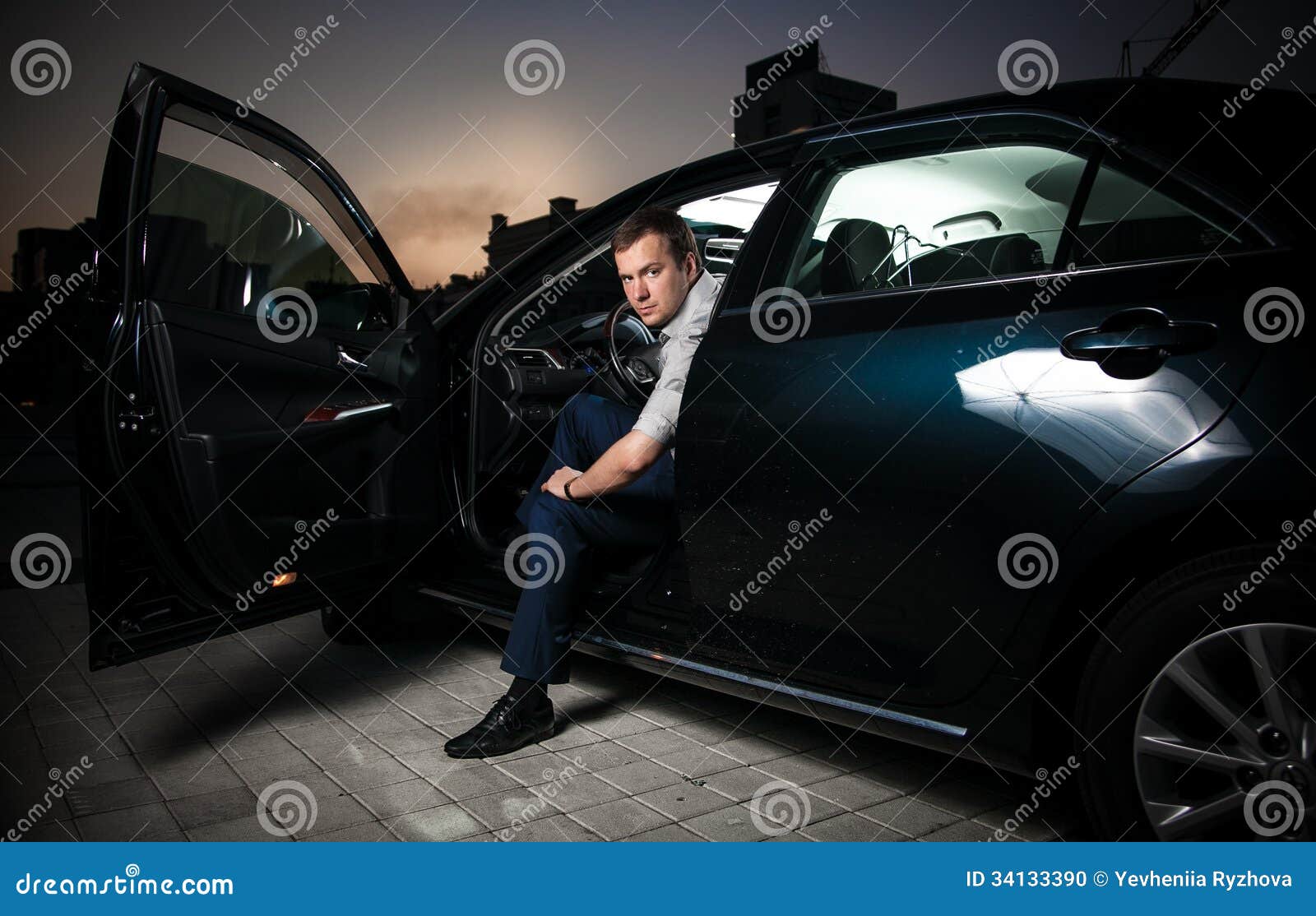 Sexy Man Sitting In Car Stock Photo - Image: 34133390