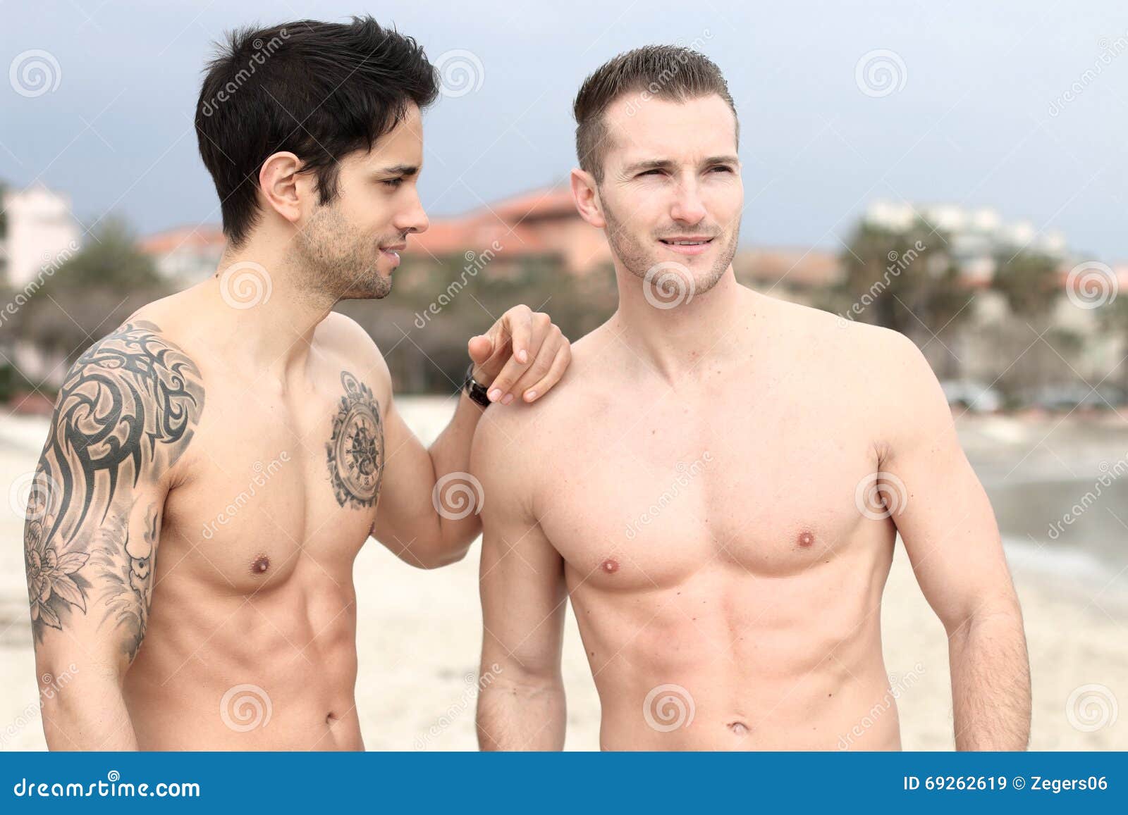 Men Two Handsome Guys On The Beach Stock Image Image Of Summer Shirtless 69262619