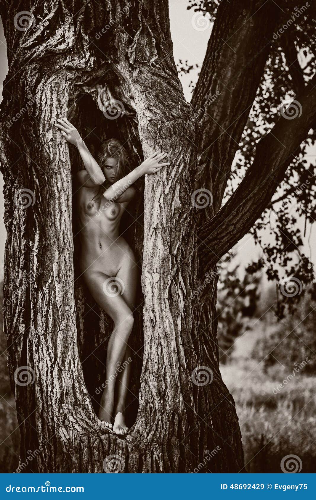 Naked in tree