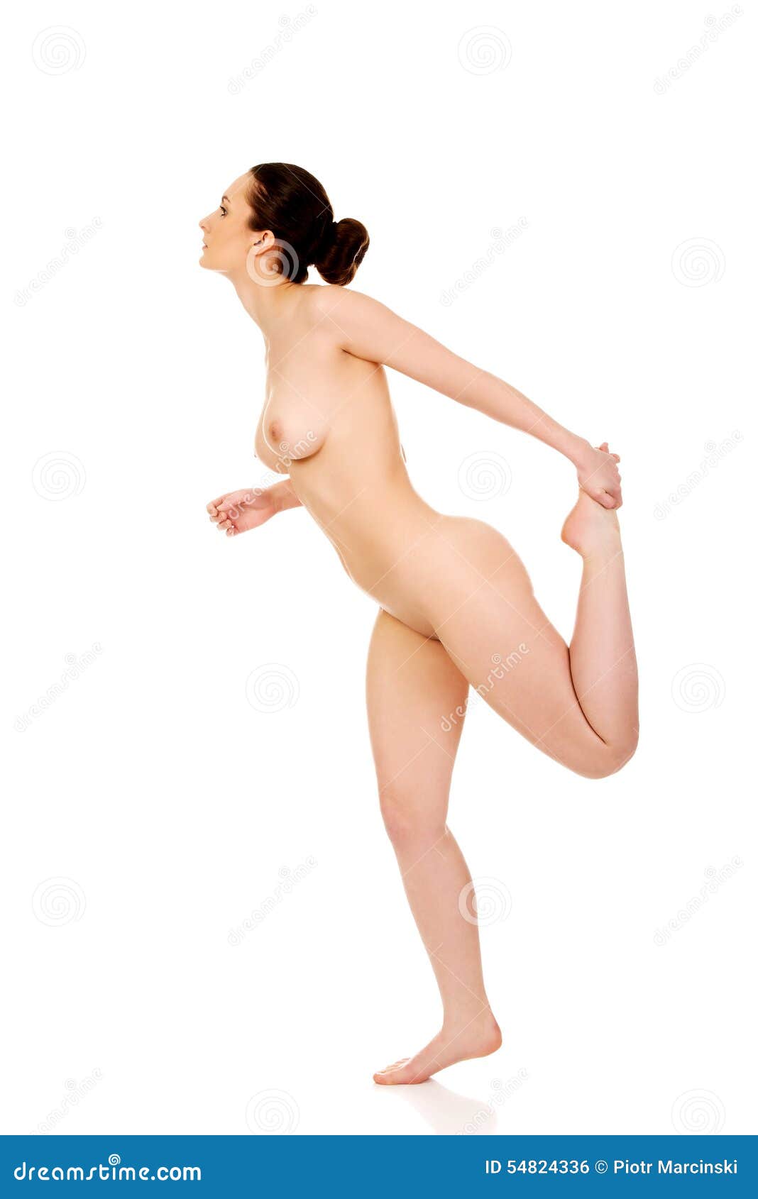 Nude woman stretching. stock photo. Image of practice - 54824336
