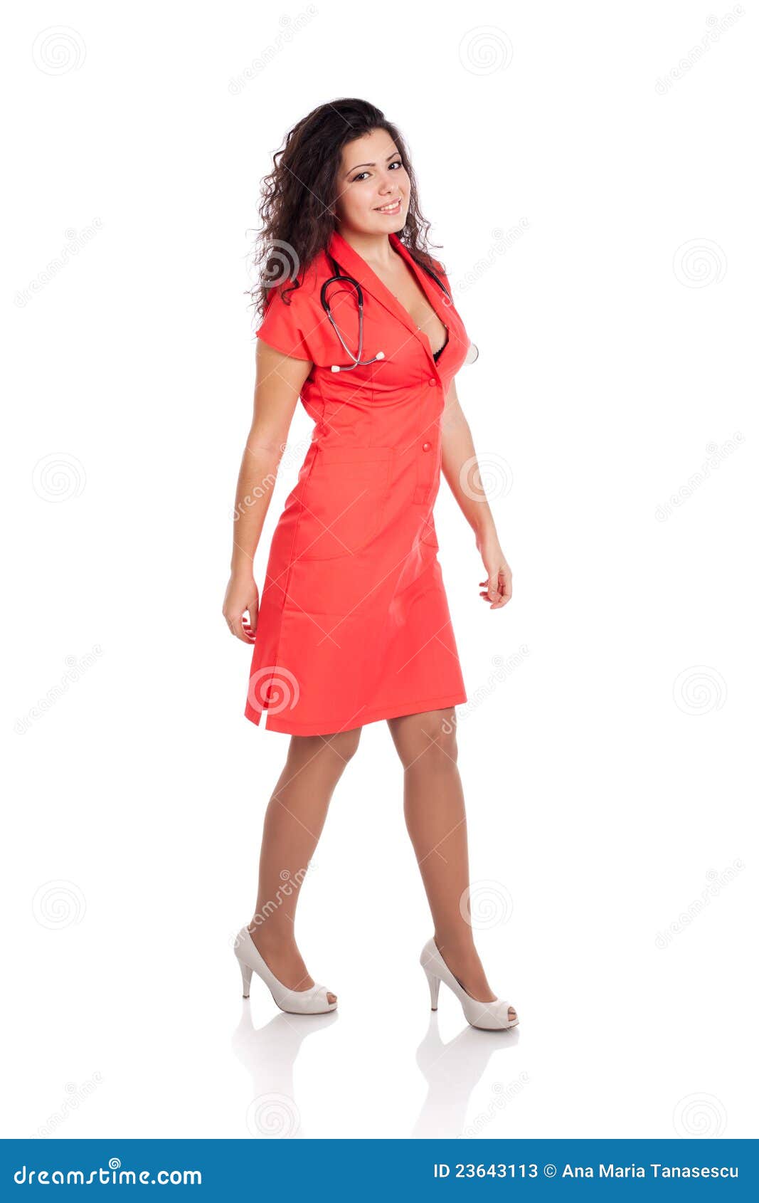 Nurse or doctor walking stock image. Image of heels, breasts 23643113