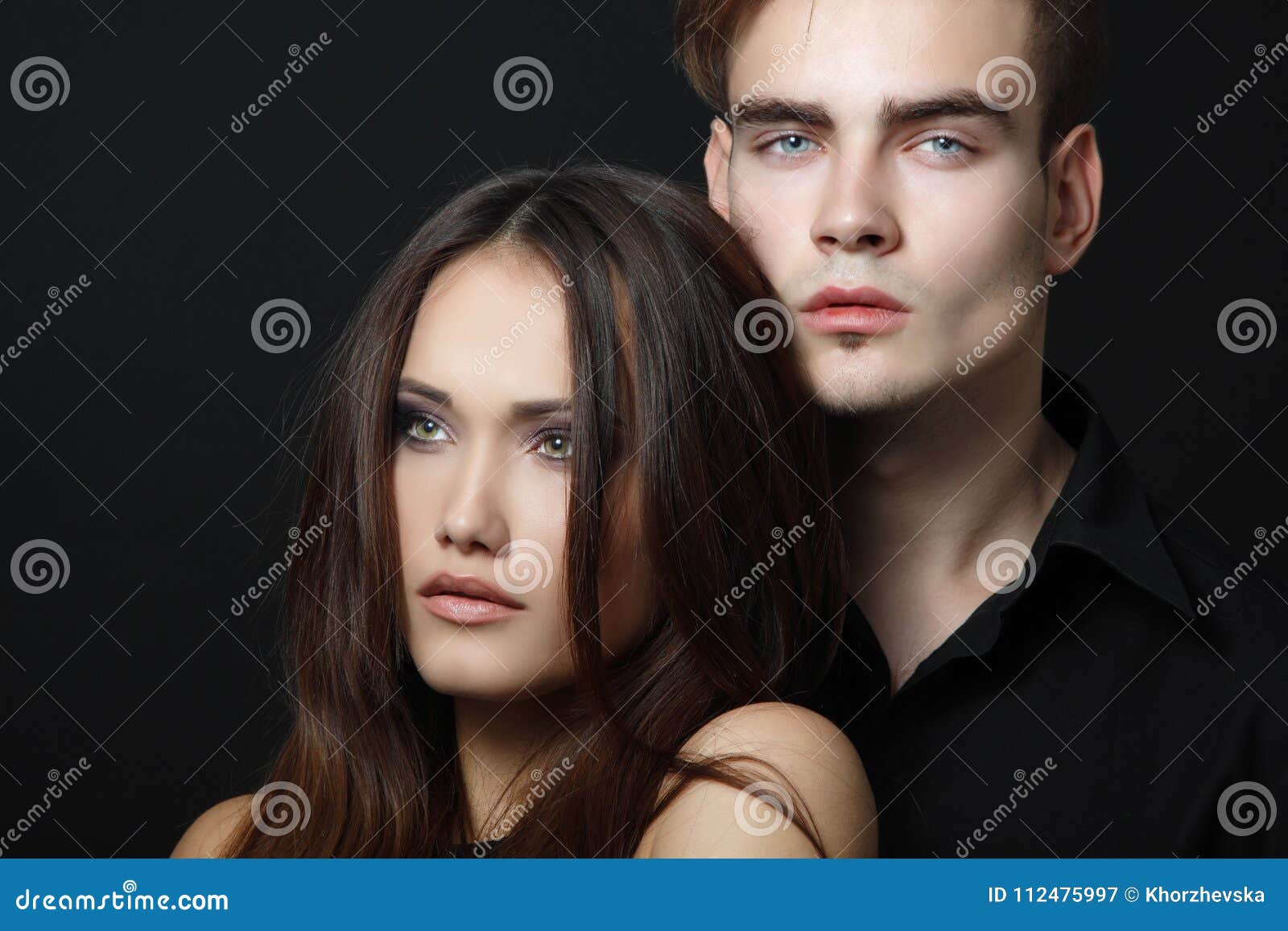 Passion Couple Beautiful Young Man And Woman Closeup Over Stock Image Image Of Love